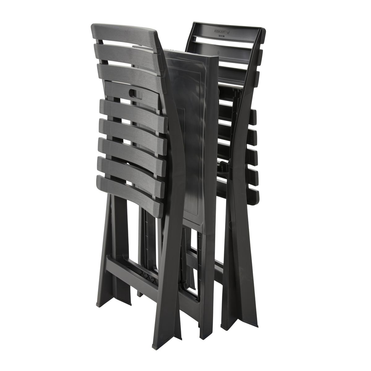 Balkonmöbel Set Aus Polypropylen - Anthrazit, KONVENTIONELL, Kunststoff