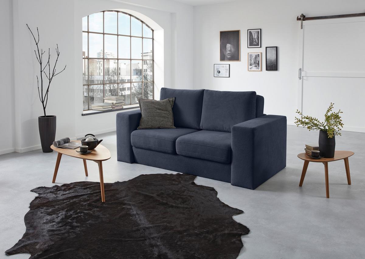 Viersitzer-Sofa Looks V-1 - Eichefarben/Dunkelblau, Design, Textil (252/96/107cm) - LOOKS by W.Joop