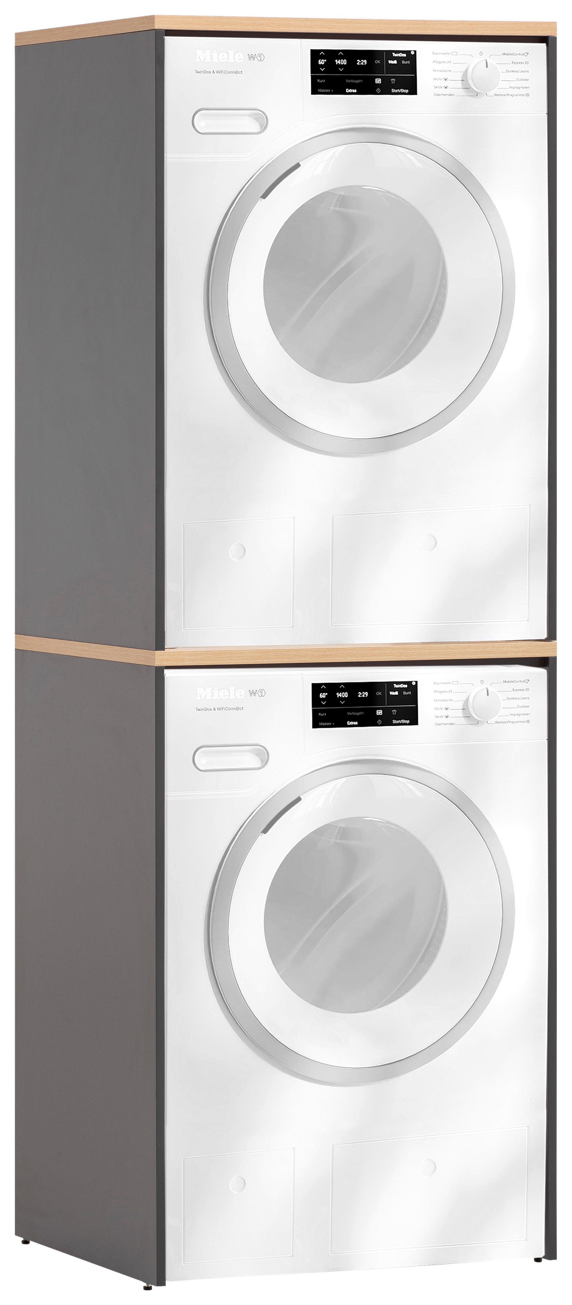 Waschmaschinenschrank Anthrazit/Eichefarben B:67,1cm - Eichefarben/Anthrazit, MODERN, Holzwerkstoff (67,1/96/60cm) - MID.YOU