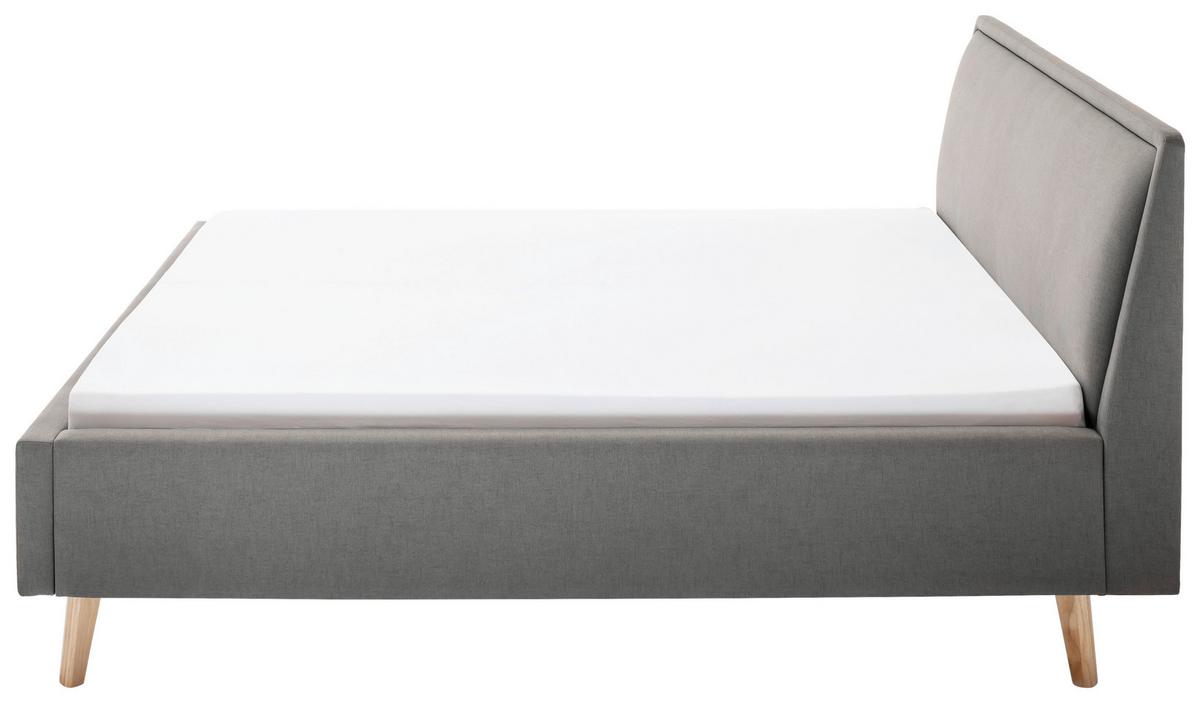 Polsterbett Frieda 180x200cm Hellgrau, inkl. Bettkasten - Eichefarben/Hellgrau, KONVENTIONELL, Holz/Textil (180/200cm) - Livetastic