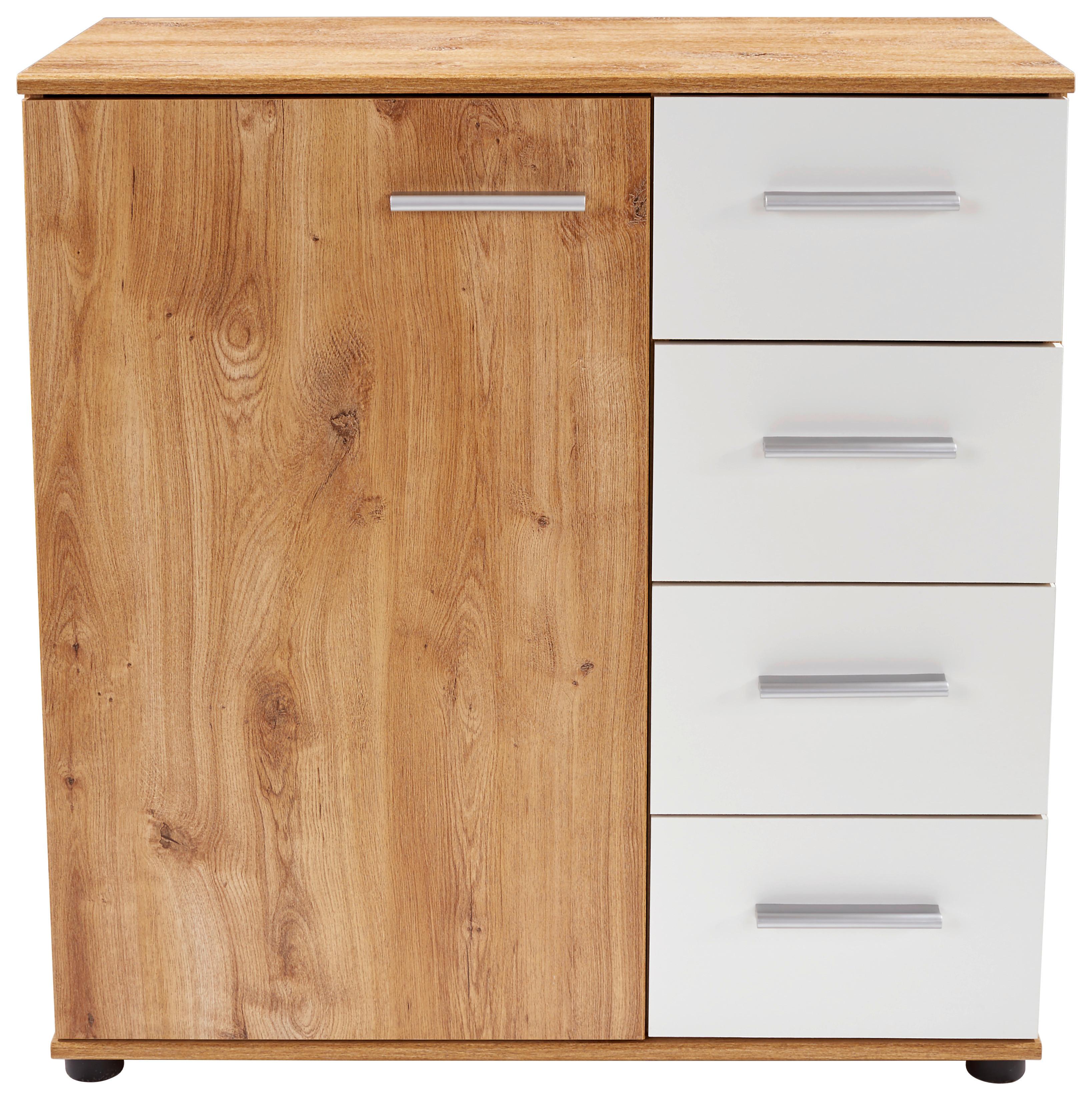 Kommode B 81cm Katrin Alpinweiß/ Balkeneiche Dekor - Eichefarben/Weiß, KONVENTIONELL, Holzwerkstoff (81/83/41cm)