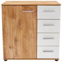 Kommode B 81cm Katrin Alpinweiß/ Balkeneiche Dekor - Eichefarben/Weiß, KONVENTIONELL, Holzwerkstoff (81/83/41cm)