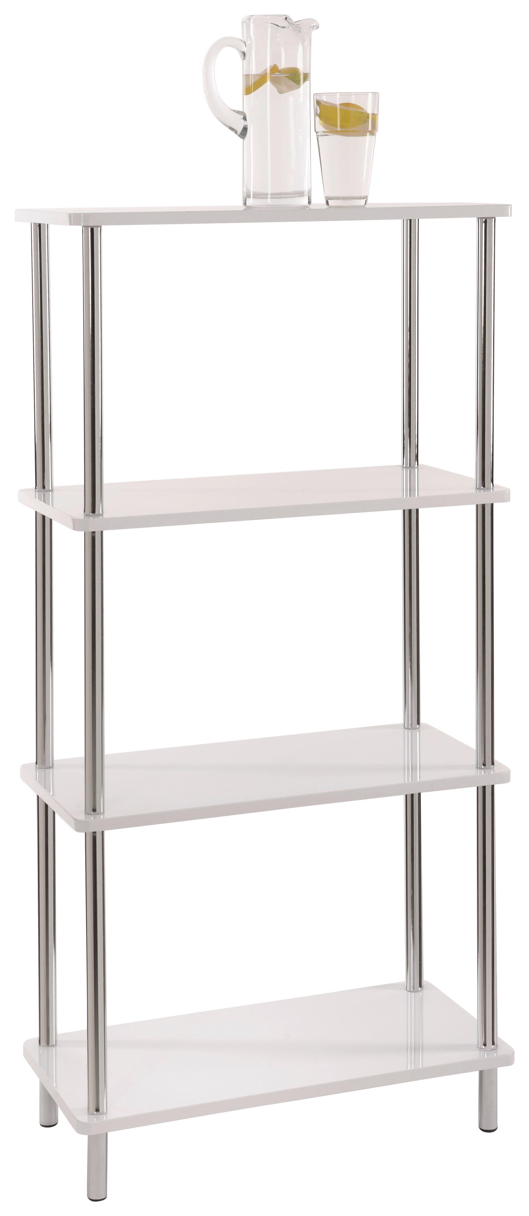 Regál Tim 2 - biela/chrómová, Moderný, kov/kompozitné drevo (60/120/30cm)