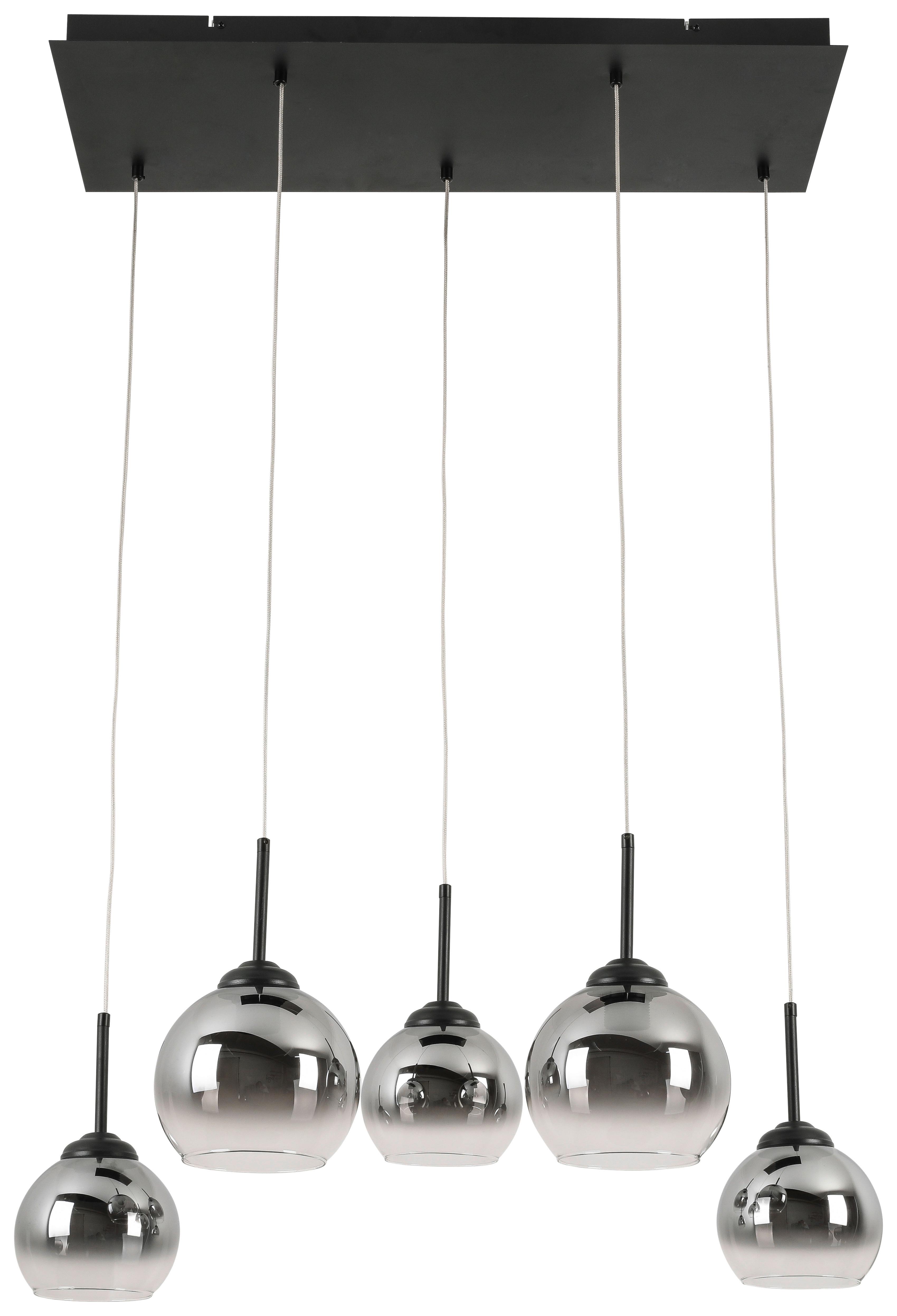 Függőlámpa Ellen - krómszínű/fekete, Design, Üveg/fém (75/31/120cm) - James Wood