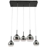 Hängeleuchte Ellen H: 120 cm 5-Flammig - Chromfarben/Schwarz, Design, Glas/Metall (75/31/120cm) - James Wood