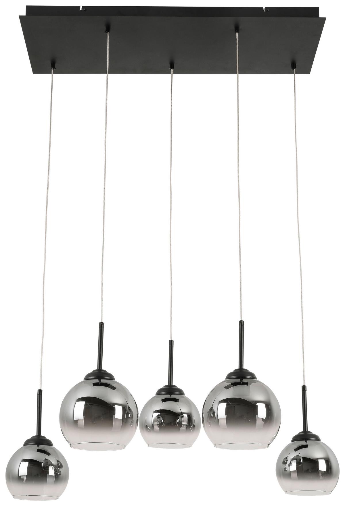 Hängeleuchte Ellen H: 120 cm 5-Flammig - Chromfarben/Schwarz, Design, Glas/Metall (75/31/120cm) - James Wood