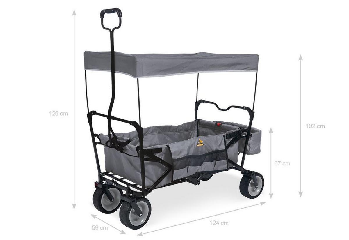 Bollerwagen Klapp-Bollerwagen Paxi - Grau, Basics, Textil/Metall (124/59/67cm) - Pinolino
