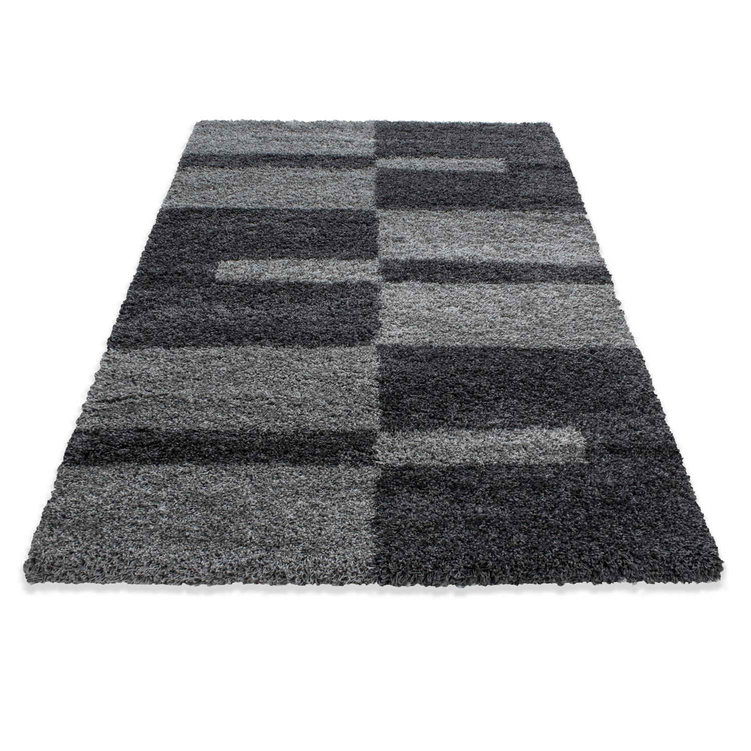 Hochflor Teppich Grau Gala 80x250 cm