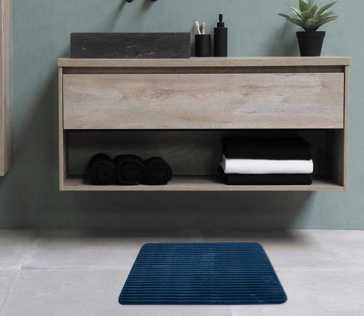 Badematte Pia - Blau, MODERN, Textil (50/80cm) - Luca Bessoni