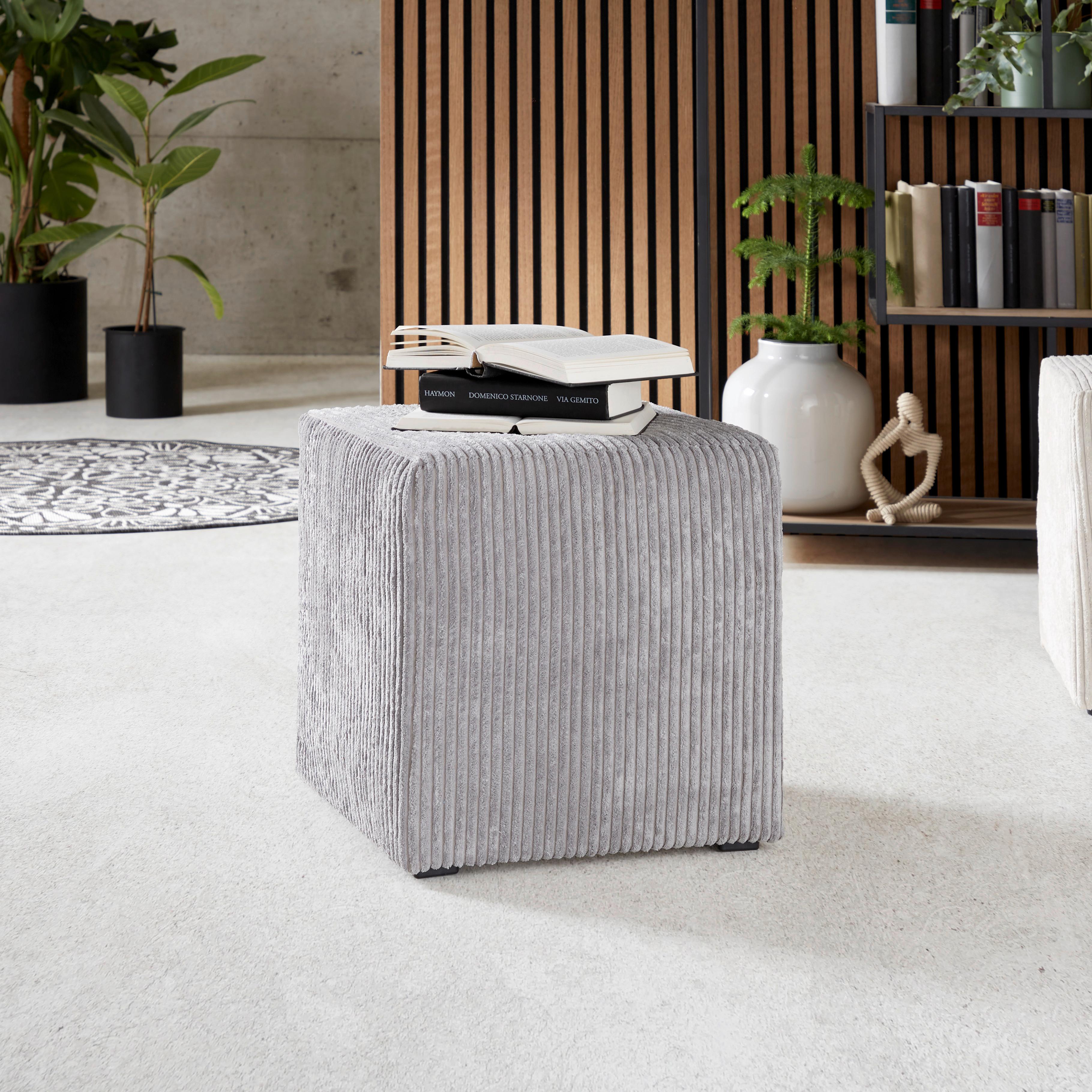 Hocker Bali Hellgrau Sitz Gepolstert H: 42 cm - Hellgrau, MODERN, Textil (45/42/45cm)