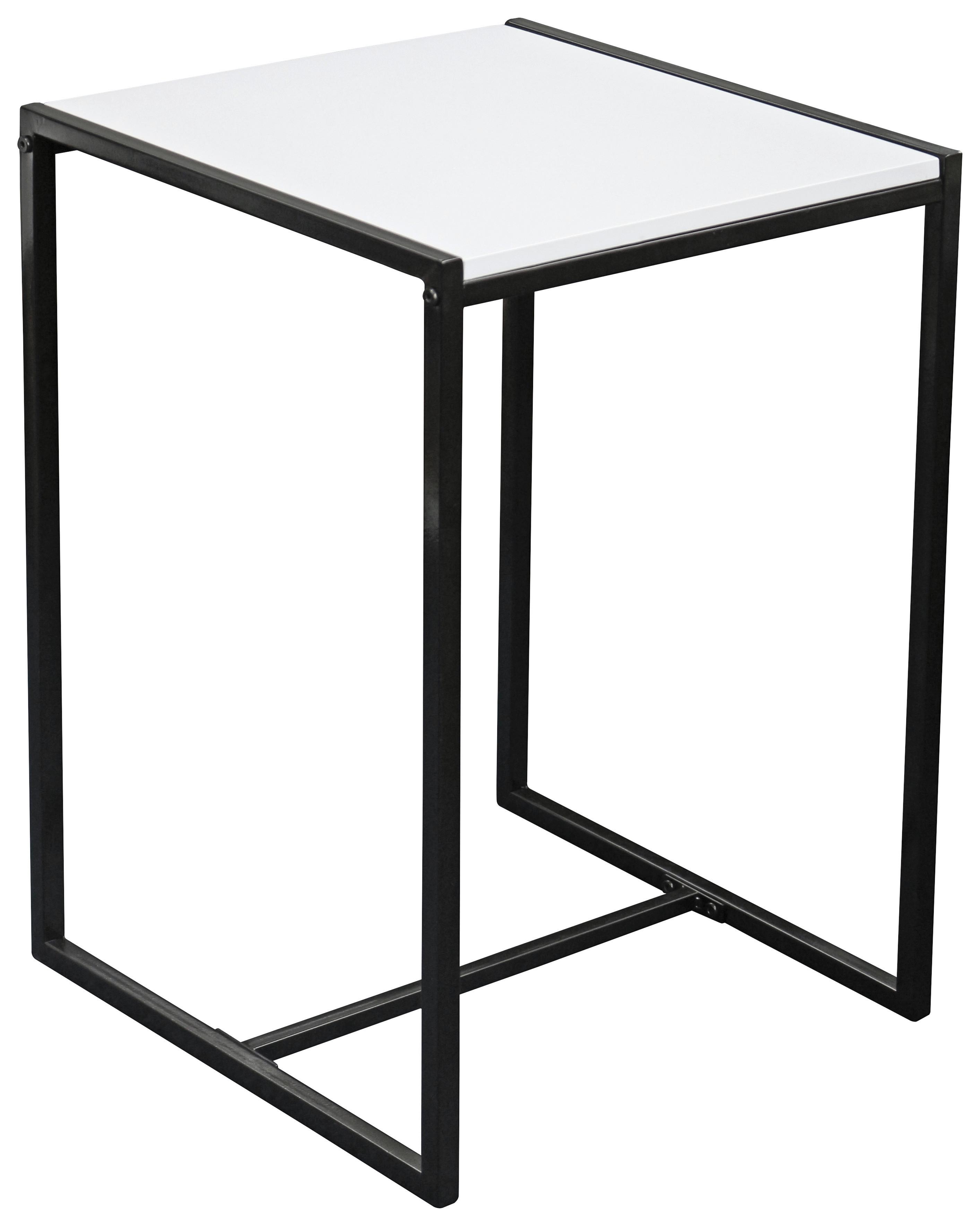 Beistelltisch Bali Weiß + Metall Schwarz - Schwarz/Weiß, MODERN, Holzwerkstoff/Metall (39/58/39cm) - Homezone