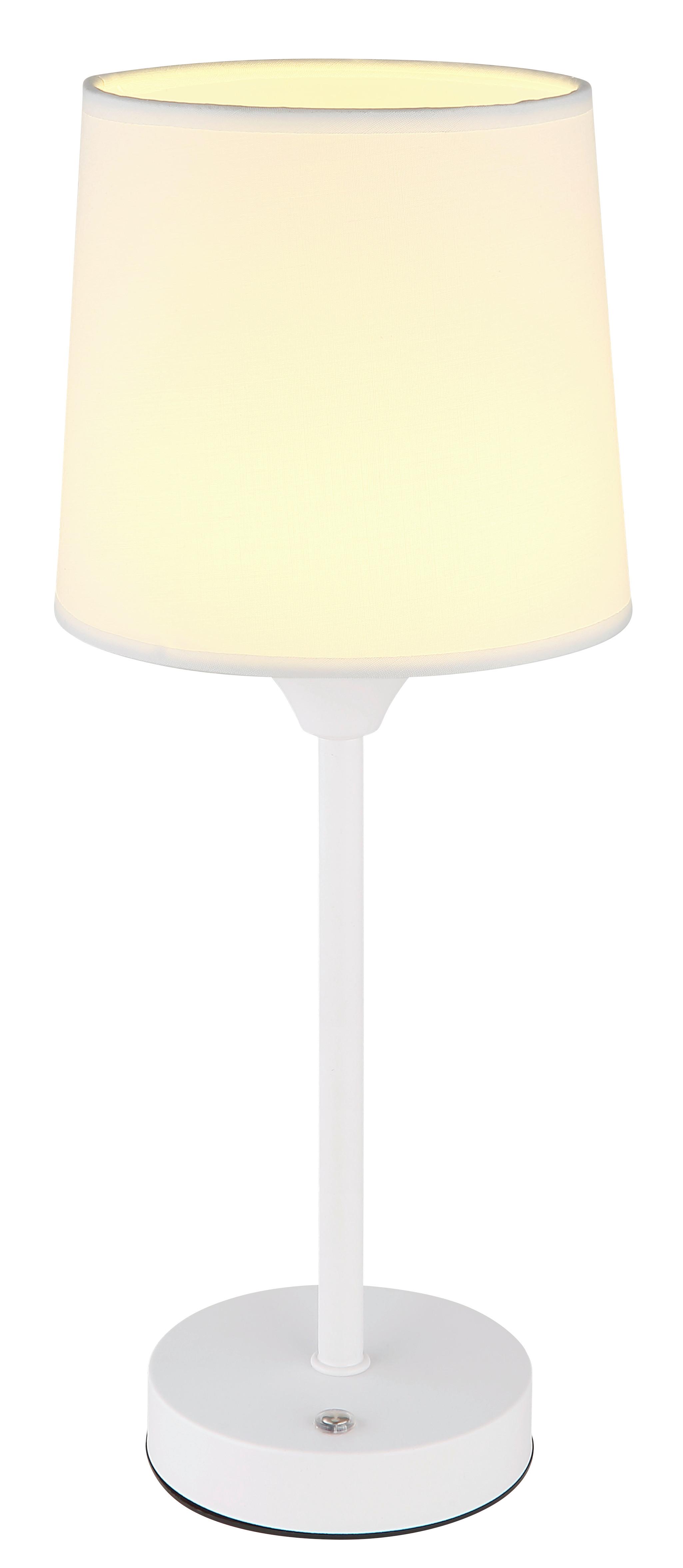 Akku-Tischleuchte 21008w - Weiß, KONVENTIONELL, Kunststoff/Textil (14/35cm) - Globo