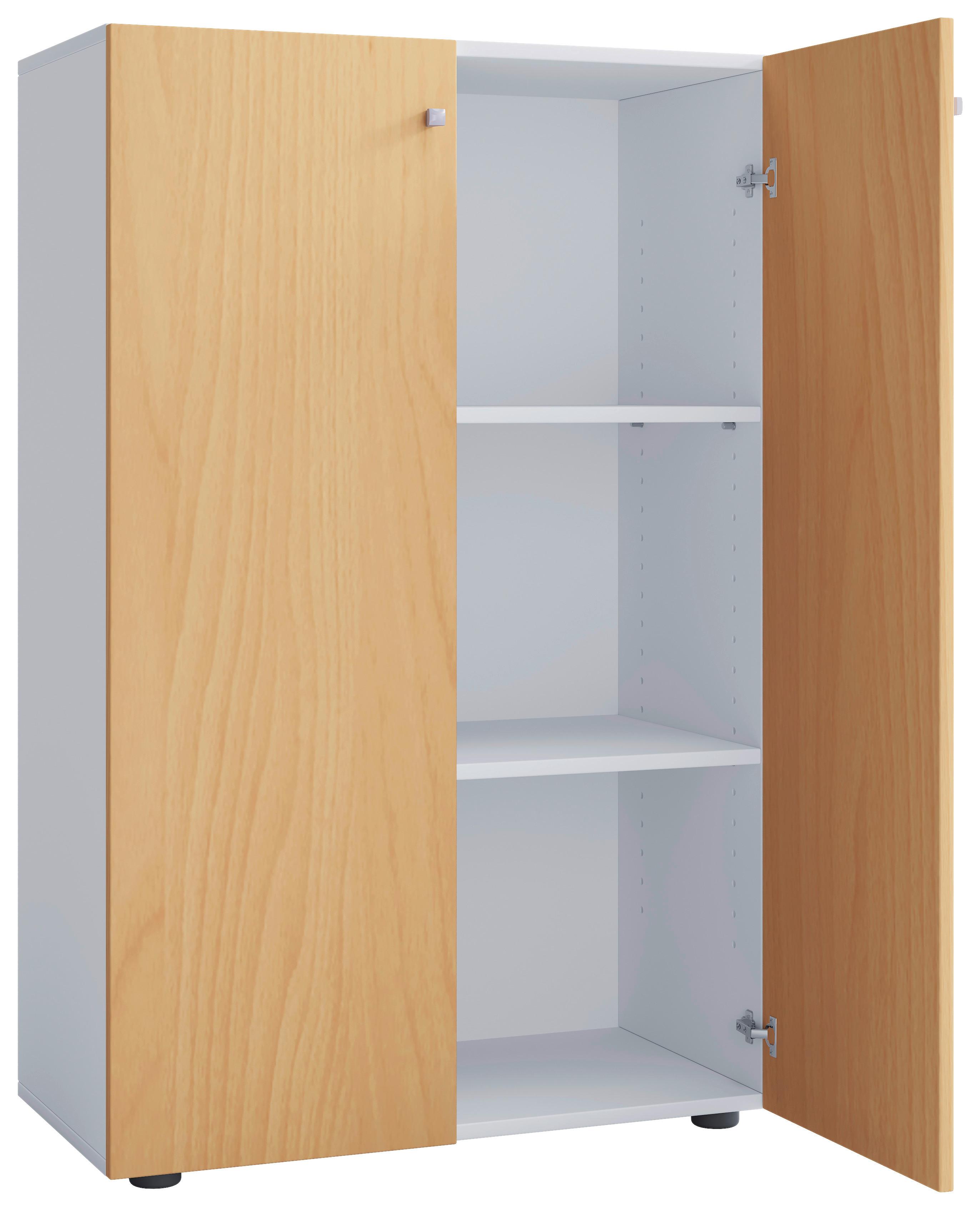Schuhschrank Lona Weiß Buchefarben Dekor