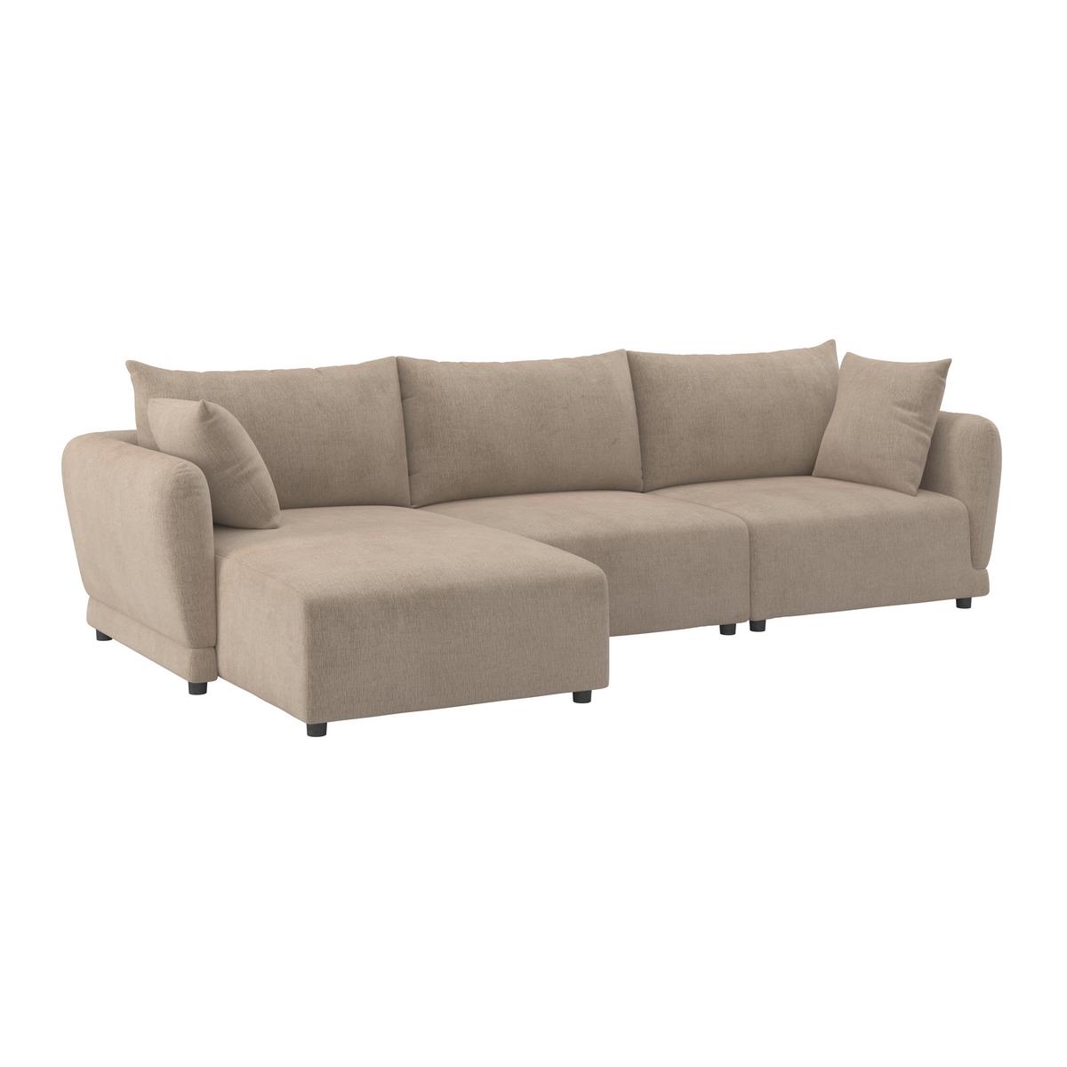 Sedací souprava NICOLE, levá, béžová, max. do 480 kg - černá/šedobéžová, Moderní, dřevo/textil (162/87/306cm) - Bessagi Home