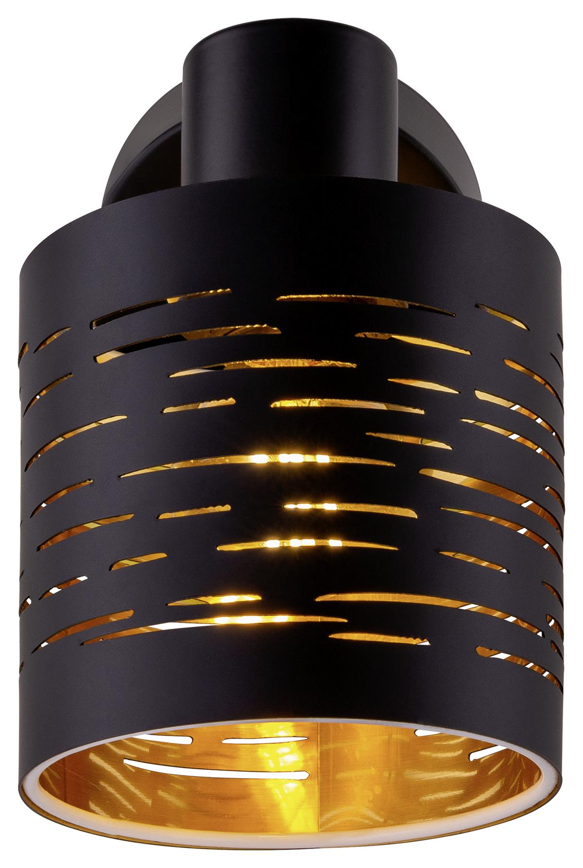 Strahler Tunno 1-flammig Verstellbar L: 10 Cm - Goldfarben/Schwarz, Design, Kunststoff/Metall (10/13/14,5cm) - Globo