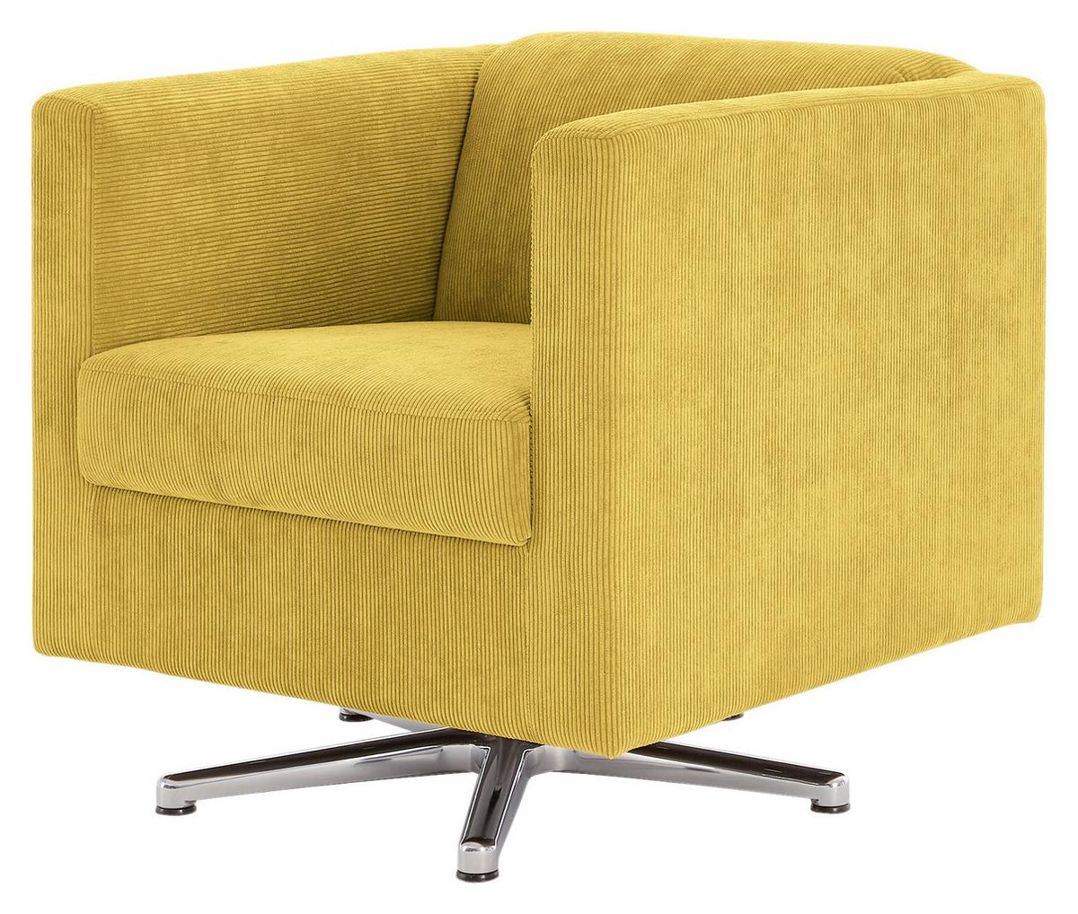 Designsessel Looks I - Chromfarben/Gelb, Design, Textil (72/71/75cm) - LOOKS by W.Joop