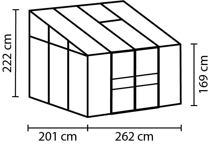 Anlehn-Gewächshausbausatz Ida 5200 Hkp 6mm, Alufarben - Alufarben, Basics, Metall (262,1/220,8/201,4cm)