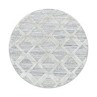 Webteppich Grau Pisa Rund Ø 200 cm - Grau, KONVENTIONELL, Textil (200cm)