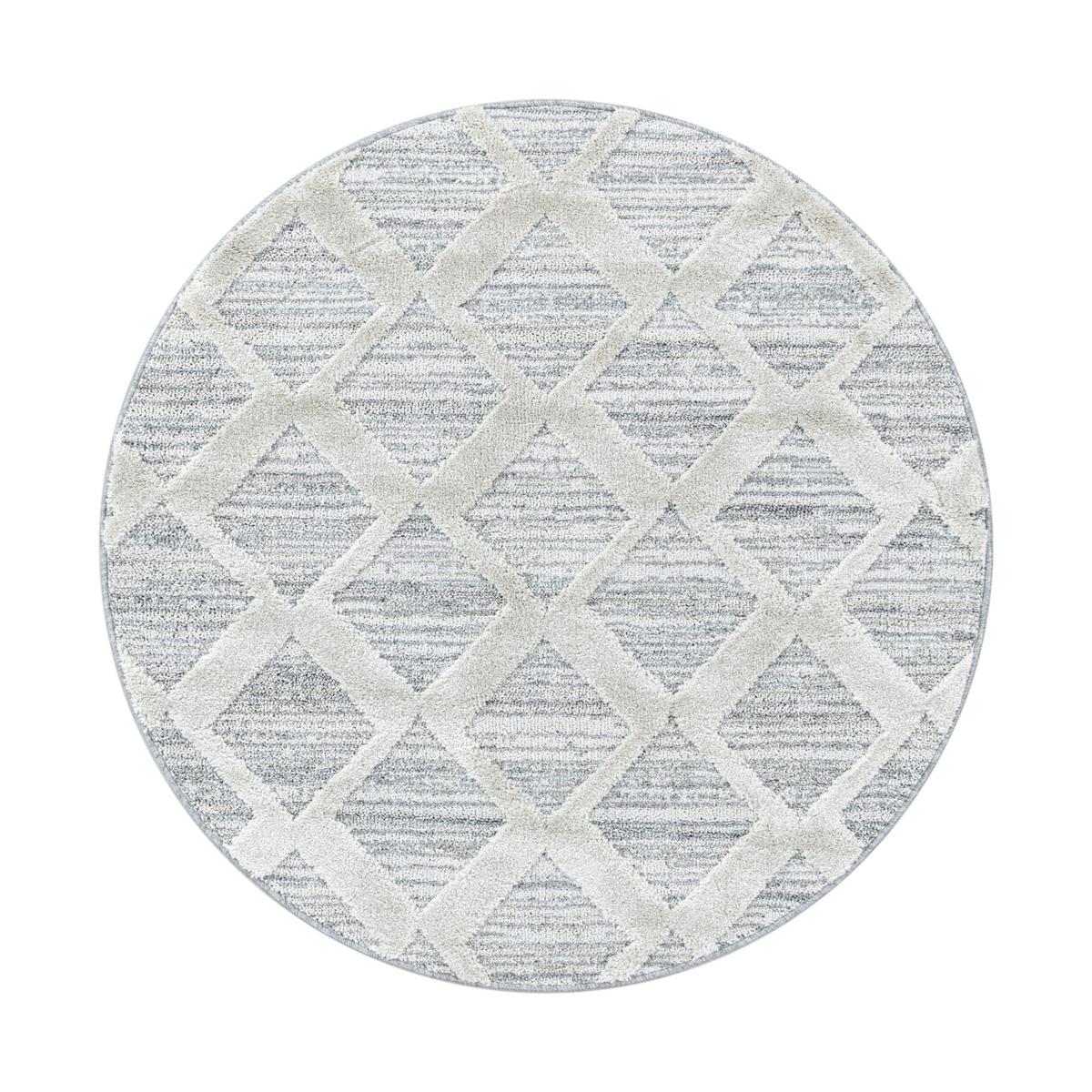 Webteppich Grau Pisa Rund Ø 200 cm - Grau, KONVENTIONELL, Textil (200cm)