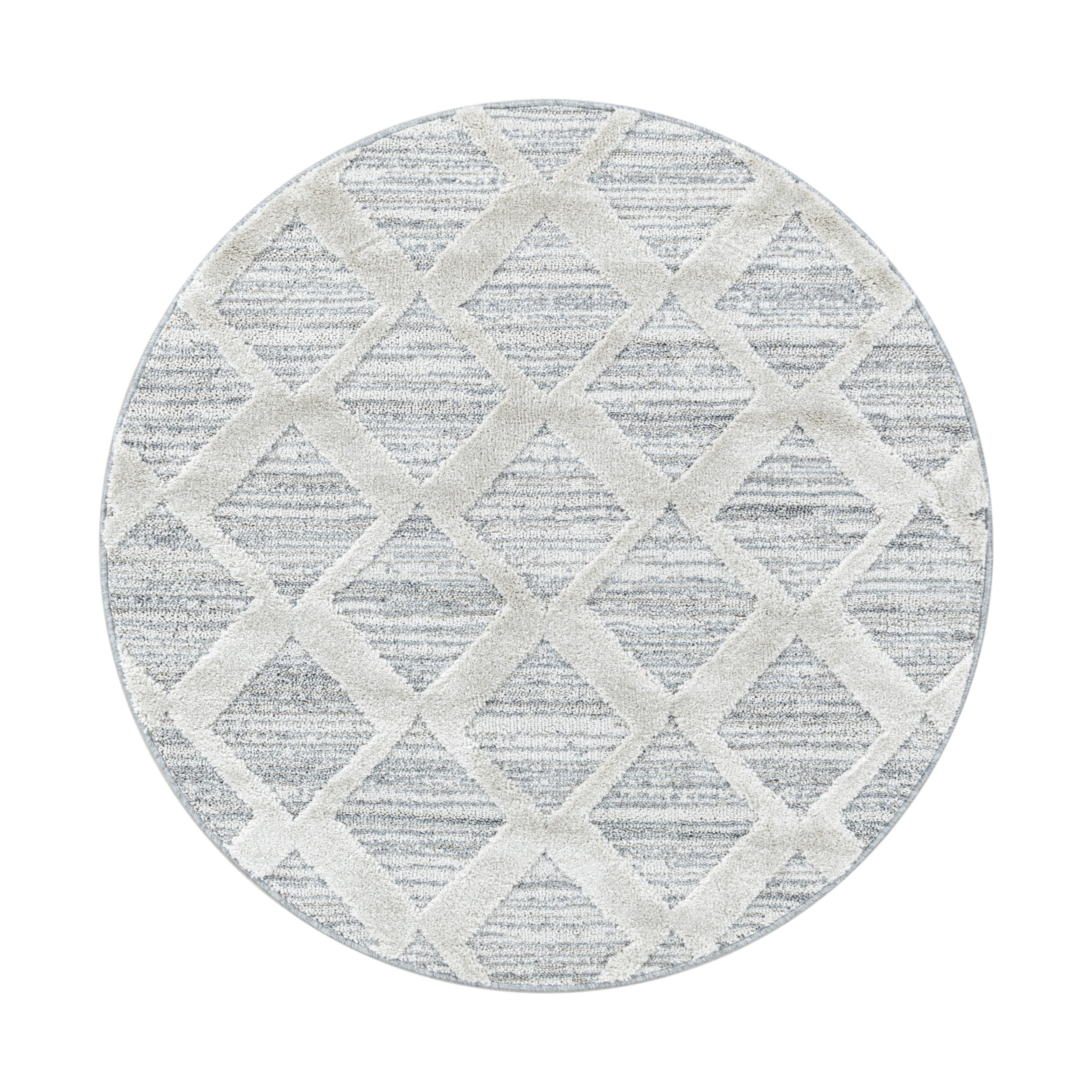 Webteppich Grau Pisa Rund Ø 80 cm