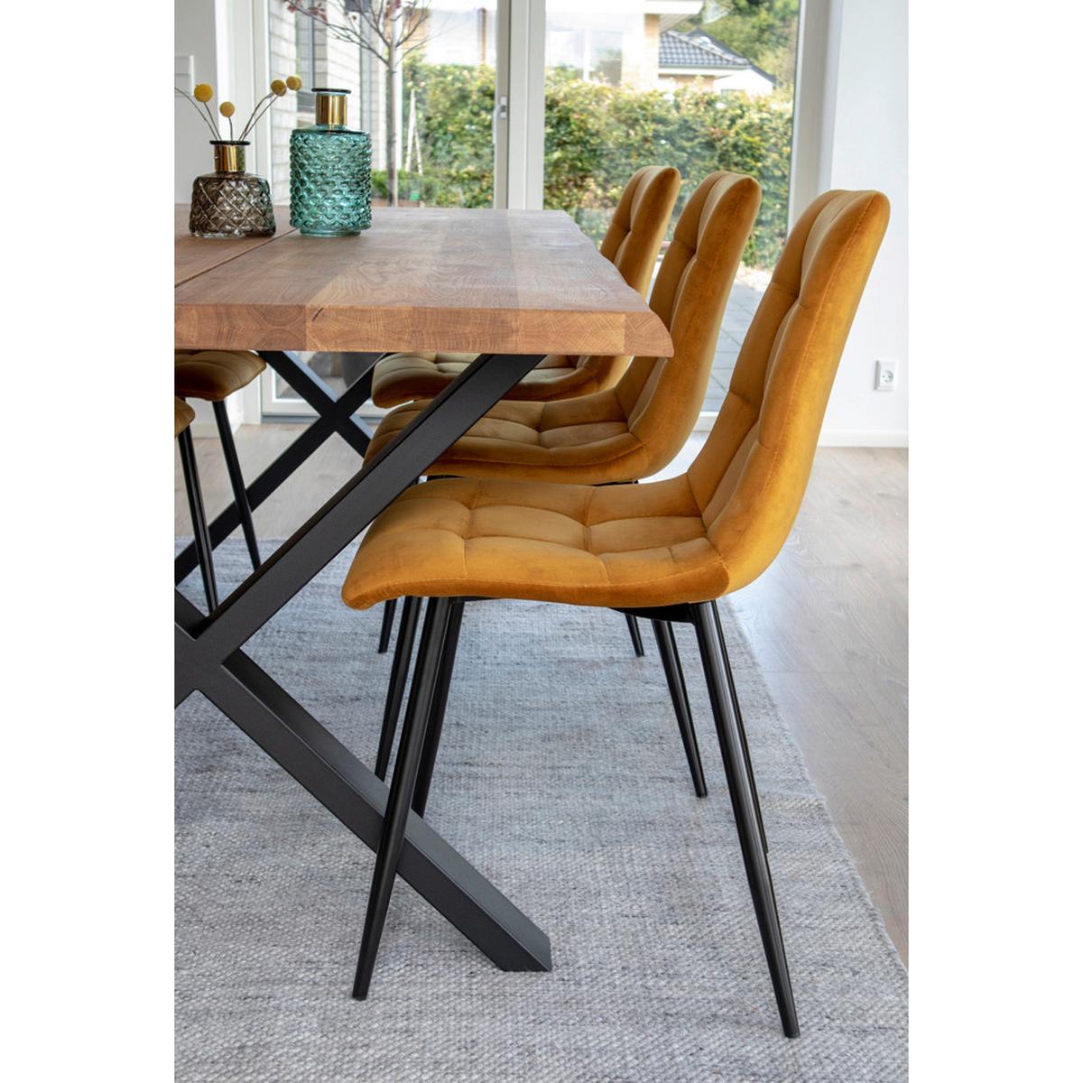 Stuhl-Set Middelfart Senfgelb B: 44 cm - Senfgelb/Schwarz, MODERN, Textil/Metall (44/86/55cm) - MID.YOU