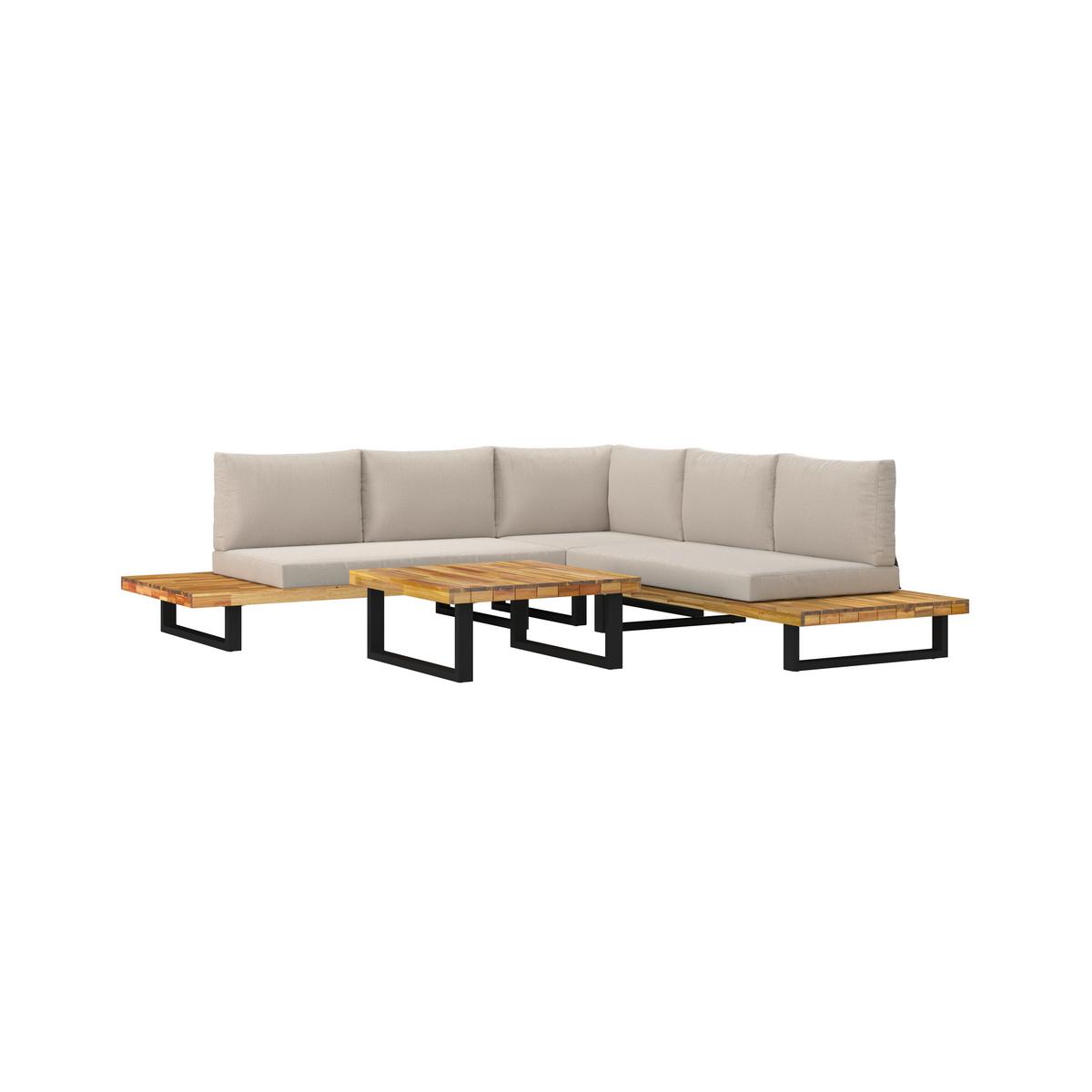 TERASOVÁ SEDACIA SÚPRAVA CRISTINA - čierna/krémová, Modern, kov/drevo (254/78/82cm) - Bessagi Garden