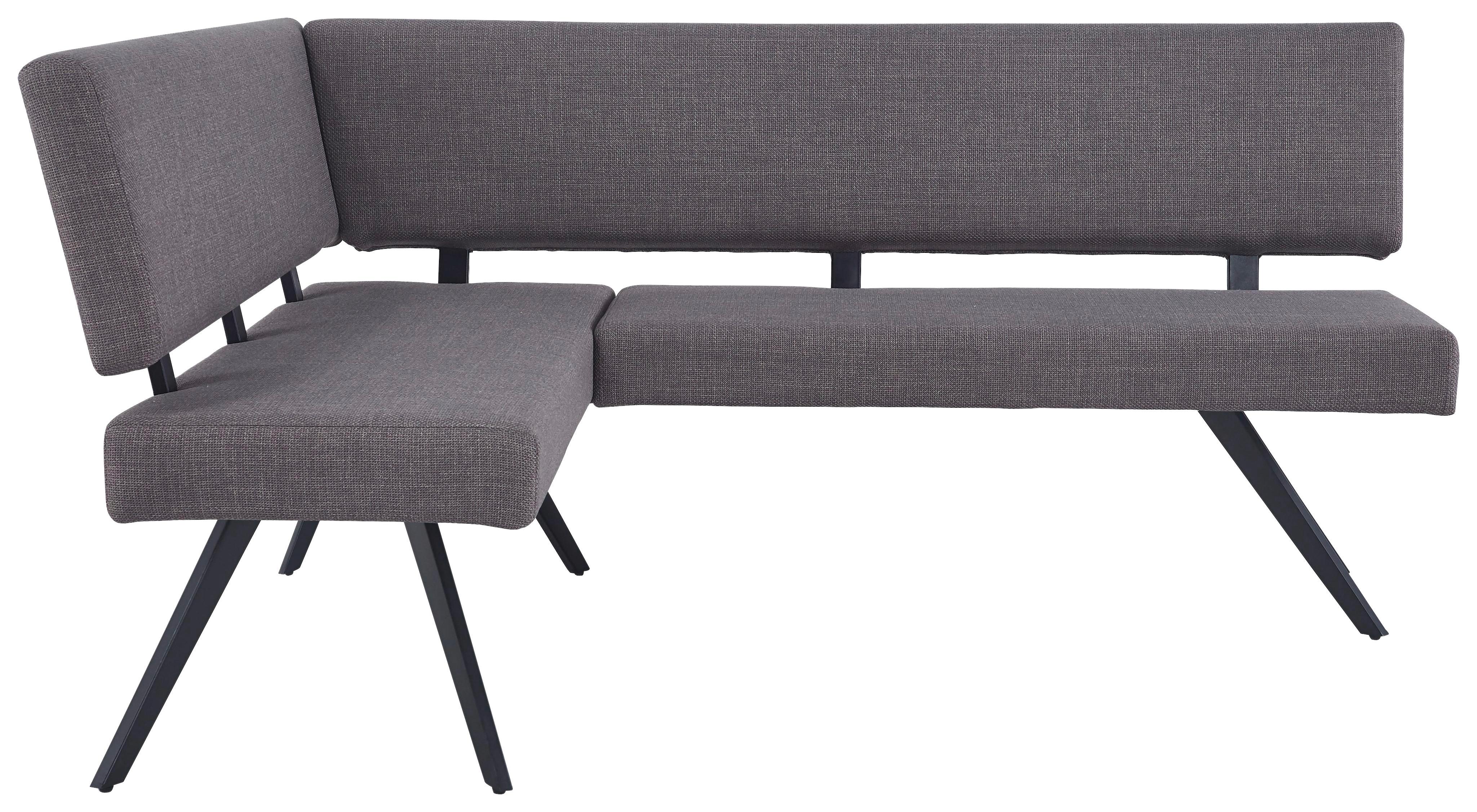 Eckbank Andros Hellgrau, S: 150x190 cm - Hellgrau/Schwarz, KONVENTIONELL, Textil/Metall (150/190cm) - MID.YOU