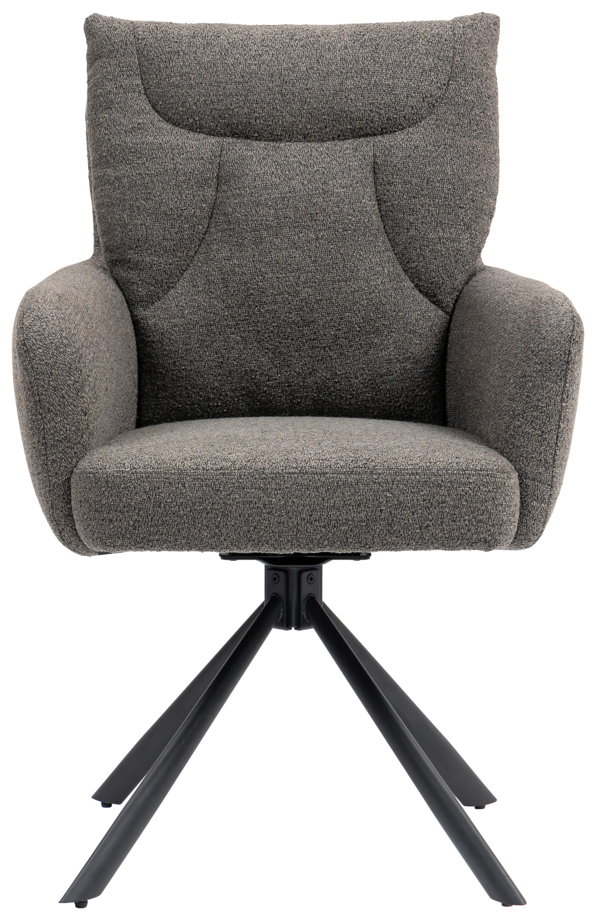 Armlehnstuhl Emine Braun Sitzfl. 180° drehbar, B: 60cm - Schwarz/Braun, KONVENTIONELL, Textil/Metall (60/92/67cm) - MID.YOU