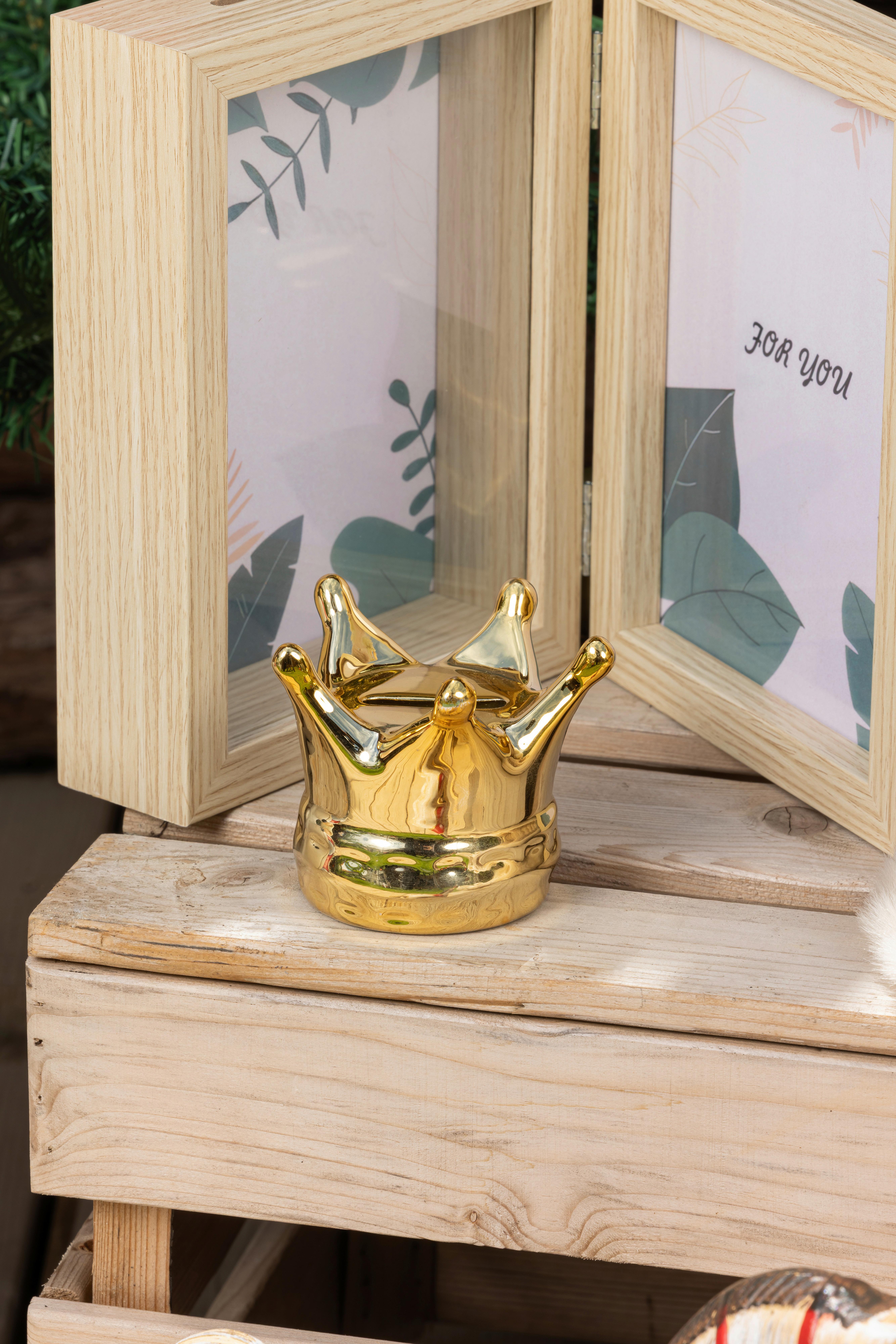 Spardose Chloe - Goldfarben, KONVENTIONELL, Keramik (8/8/7cm) - Luca Bessoni