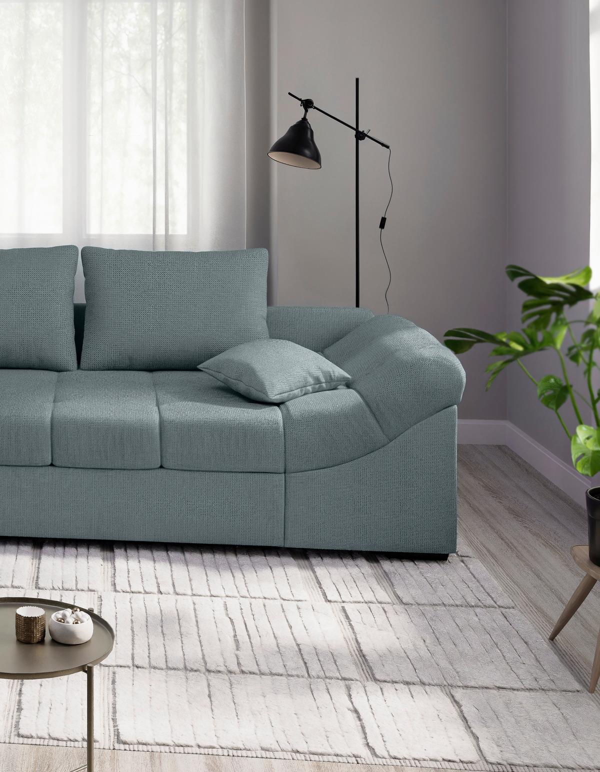 Eckschlafsofa Alvito Mintgrün S: 202x298 Cm - Schwarz/Mintgrün, MODERN, Textil (202/298cm) - MID.YOU