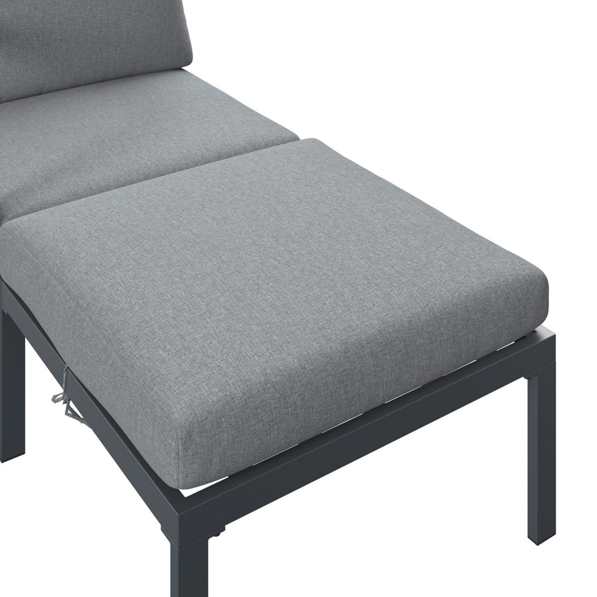 Loungegarnitur Basel - Dunkelgrau/Naturfarben, MODERN, Kunststoff/Textil - Beldano