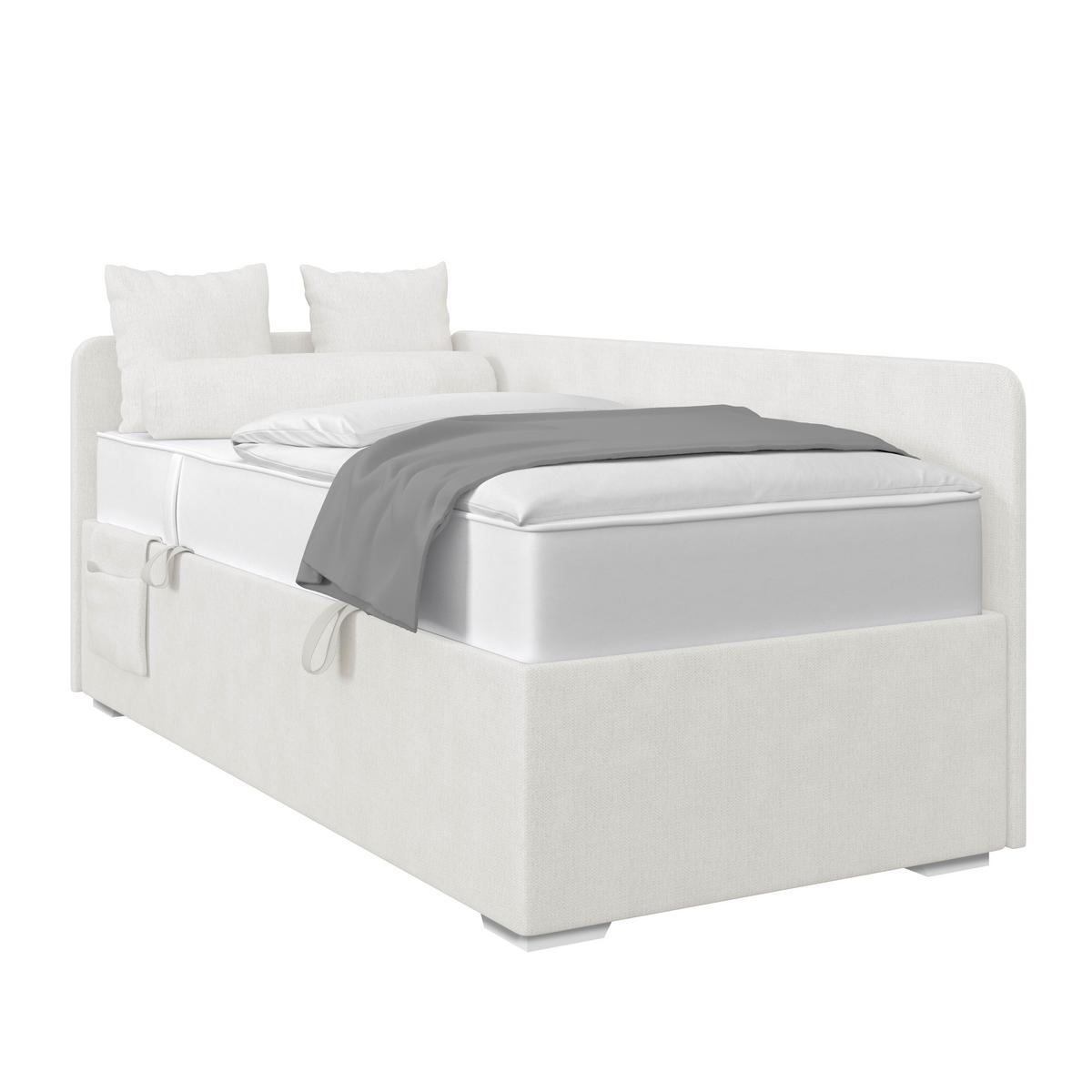 Kárpitozott Ágy Remi 90/200cm - ezüstszínű/fehér, Modern, textil/fa (90/200cm)