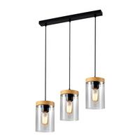 Pendelleuchte 33-22004 Wels - Eichefarben/Schwarz, KONVENTIONELL, Glas/Metall (52/12/100cm)