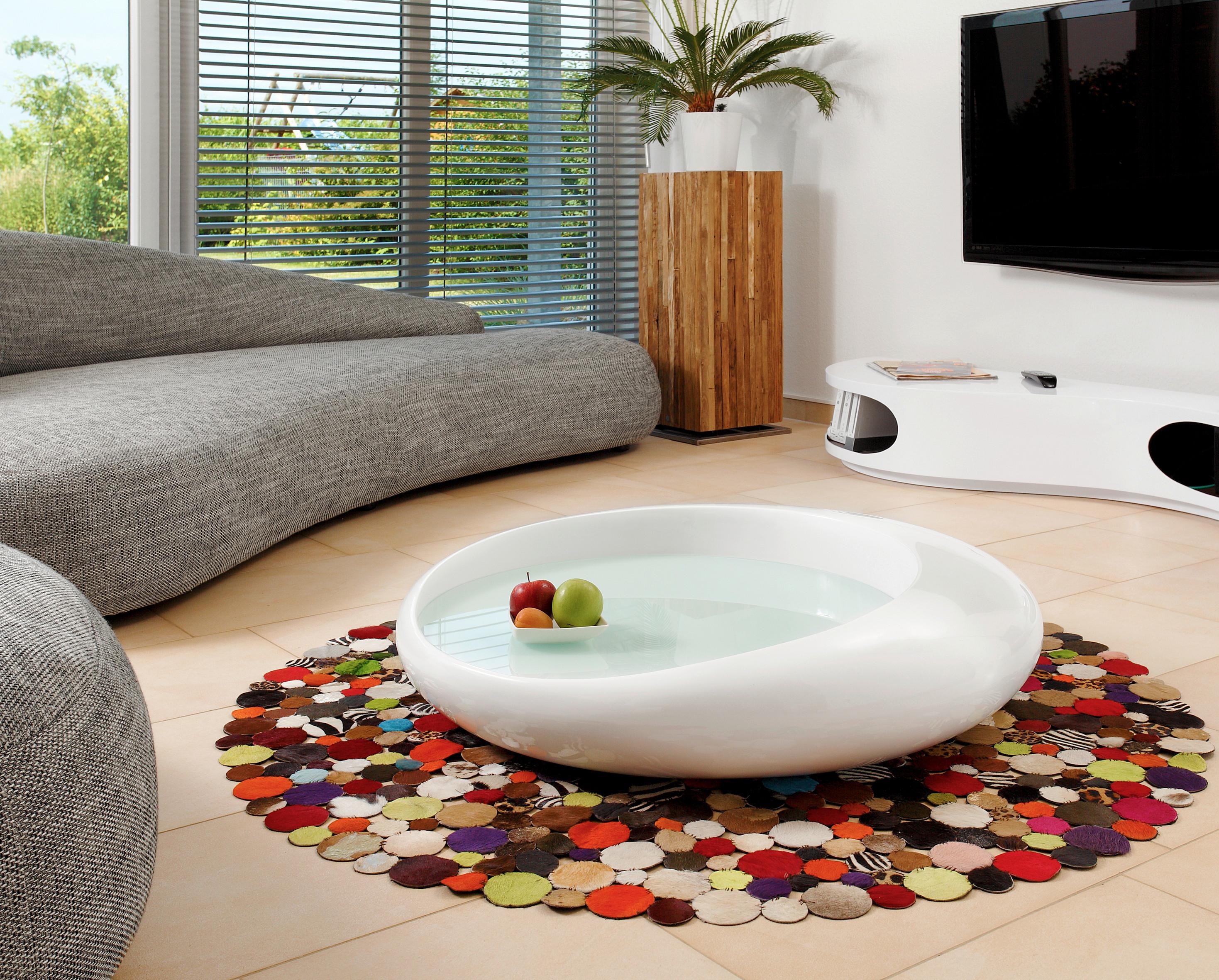 Couchtisch Weiß Hochglanz L: 100 cm - Weiß Hochglanz, Design, Glas/Kunststoff (100/100/25cm) - Livetastic