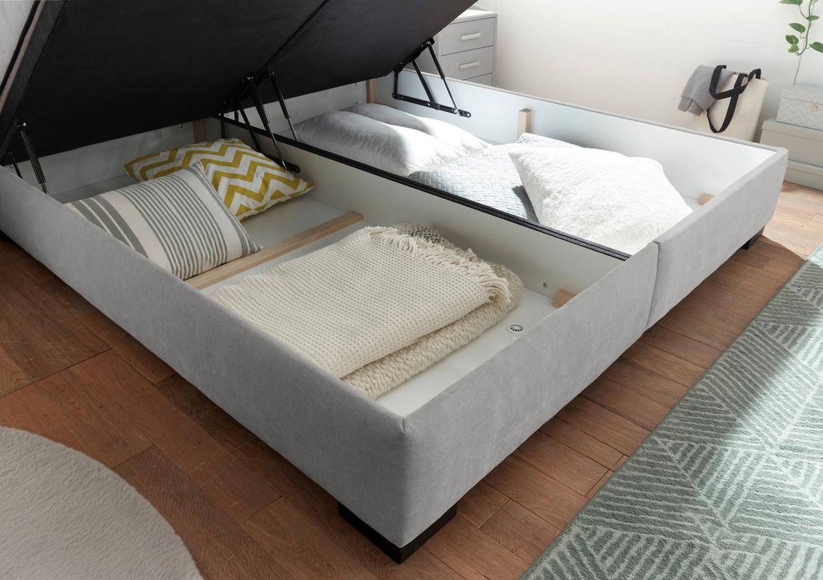 Boxbett Nagol B - Hellgrau/Schwarz, MODERN, Holzwerkstoff/Textil (180/200cm) - MID.YOU