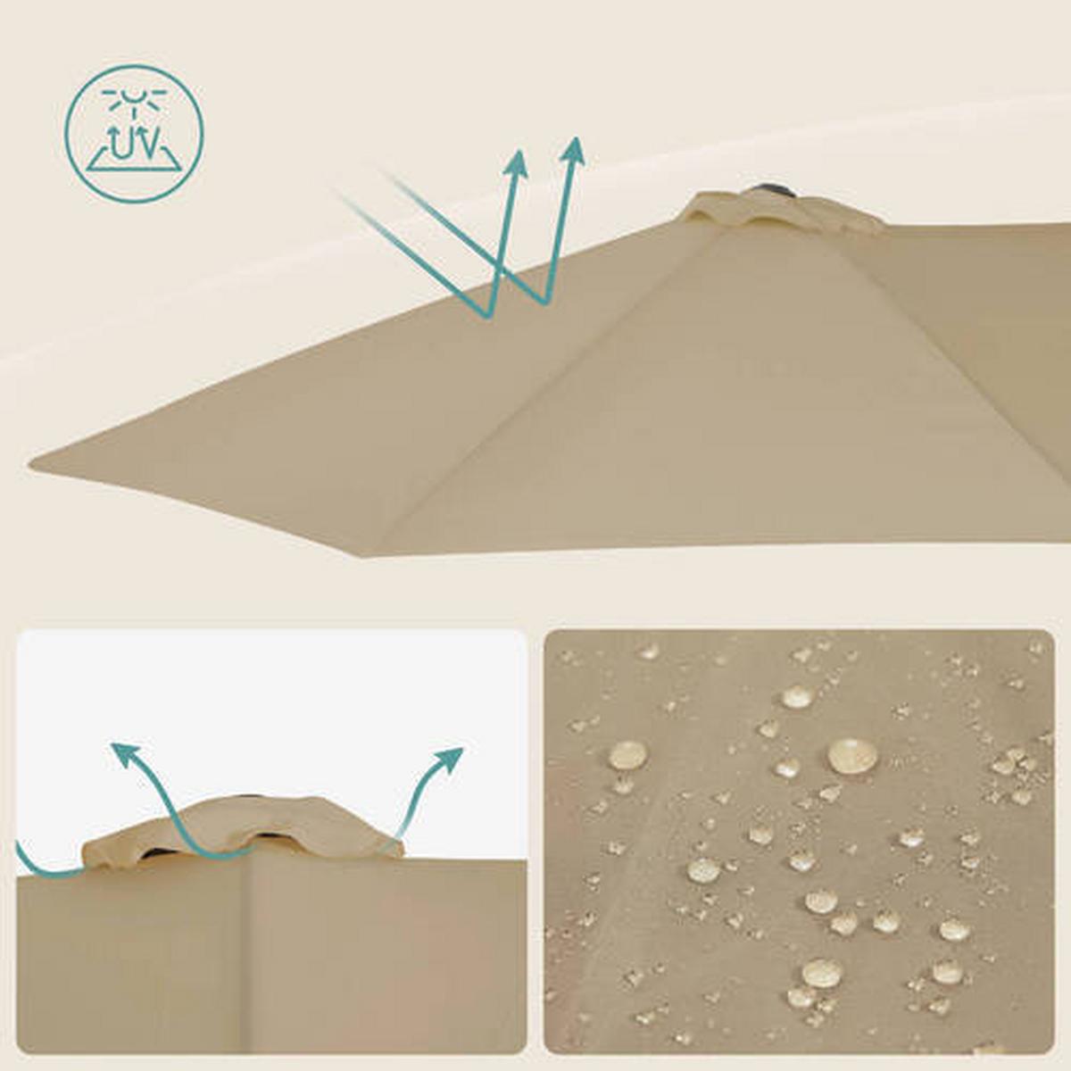 Sonnenschirm Taupe Schwarz BxL: 460x270 cm - Taupe/Schwarz, Basics, Textil/Metall (460/270cm) - Modante