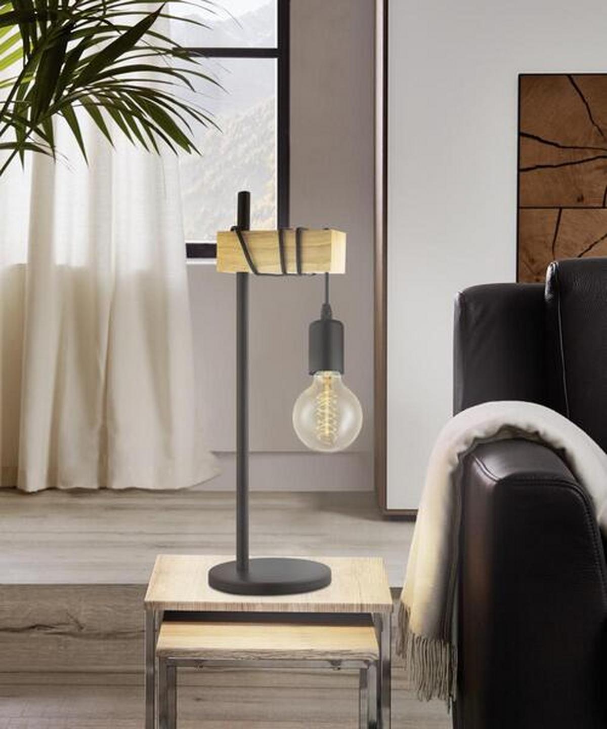 STOLNÍ LAMPA TOWNSHEND - černá/hnědá, Konvenční, kov/dřevo (15,5/50cm) - Eglo