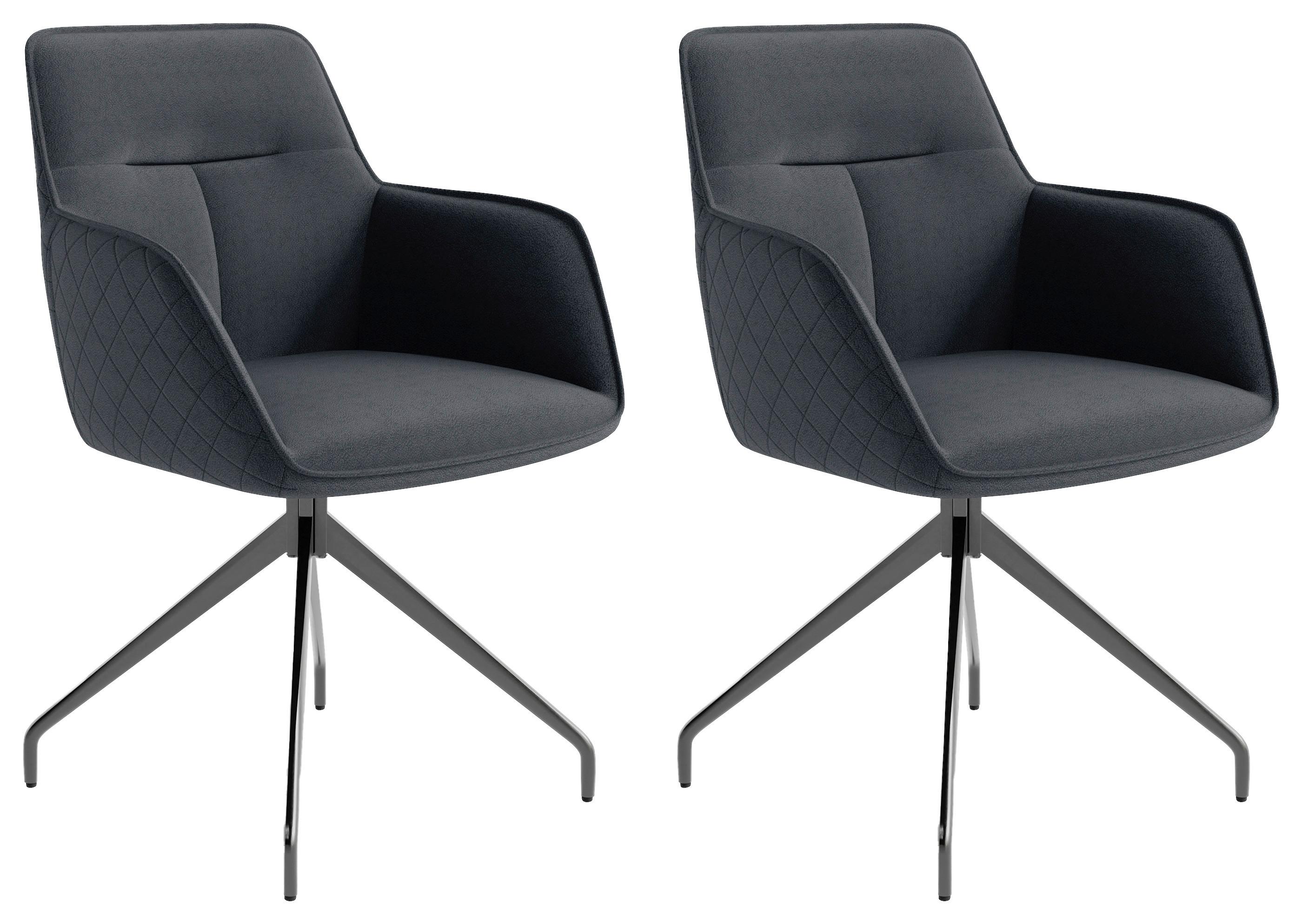 Armlehnstuhl-Set Memphis - Anthrazit/Schwarz, MODERN, Textil/Metall (62/96/60cm) - MID.YOU
