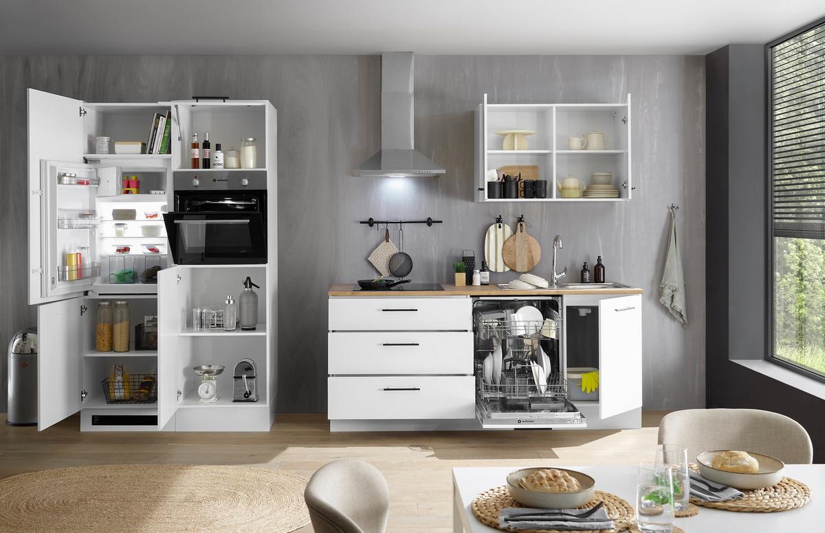 Küchenblock Tirol Weiß B: 310 cm - Eichefarben/Weiß, Basics, Holzwerkstoff (310cm) - MID.YOU