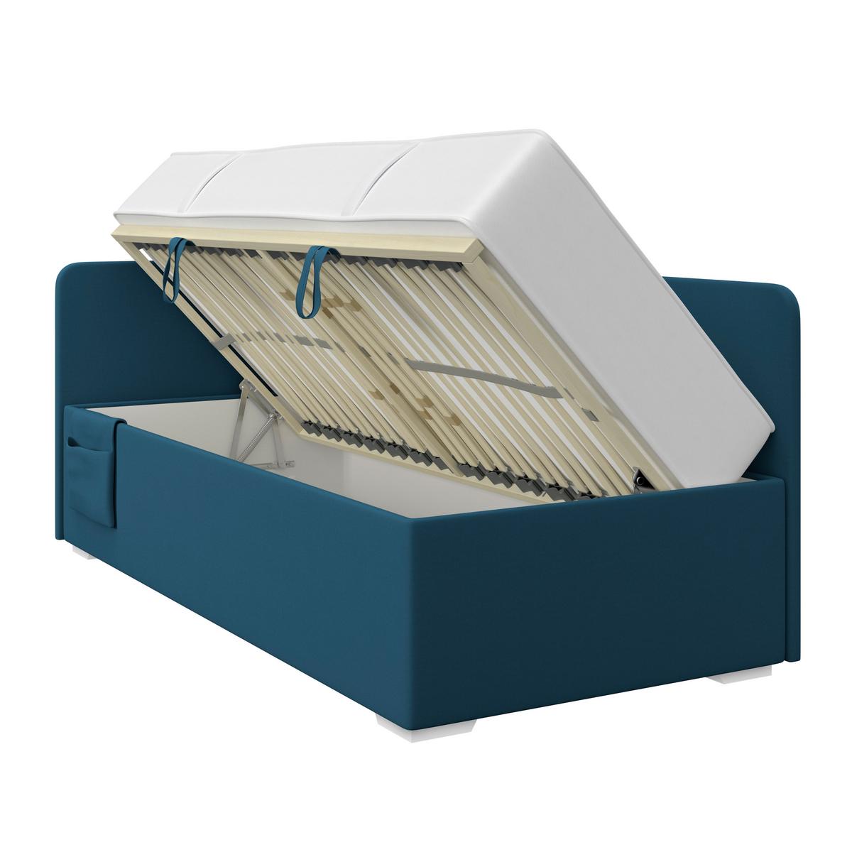 Polsterbett Remi - Chromfarben/Dunkelblau, MODERN, Holz/Textil (90/200cm)