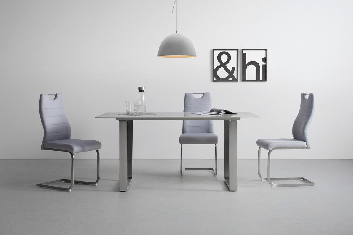 Étkezőasztal New York - nemesacélszínű/fehér, Trend, fém/kerámia (160/75/90cm) - Nedis SmartLife