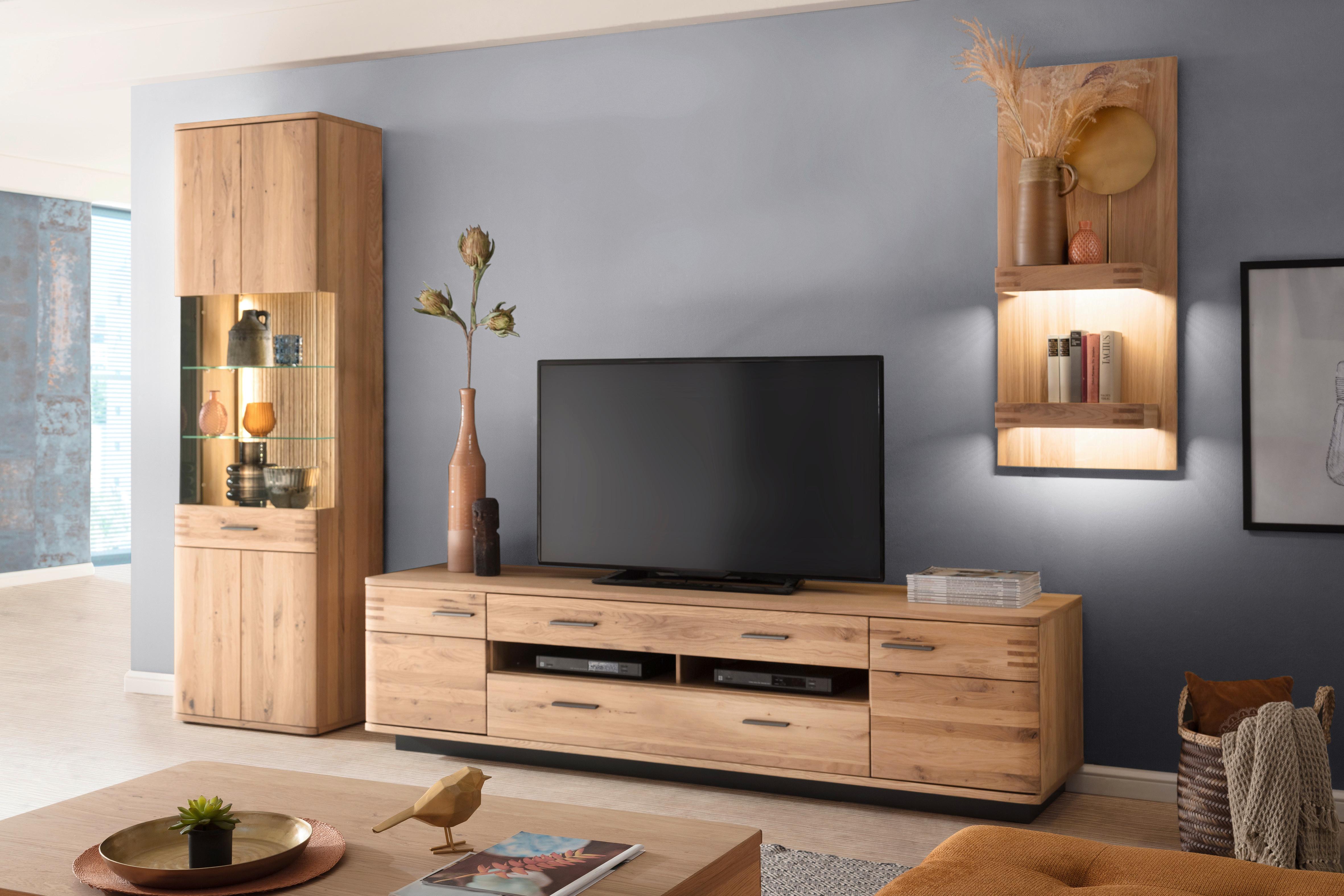 TV-Element Salvador B: 210 cm Eiche Dekor - Eichefarben/Schwarz, Design, Holz/Holzwerkstoff (210/56/50cm) - Livetastic