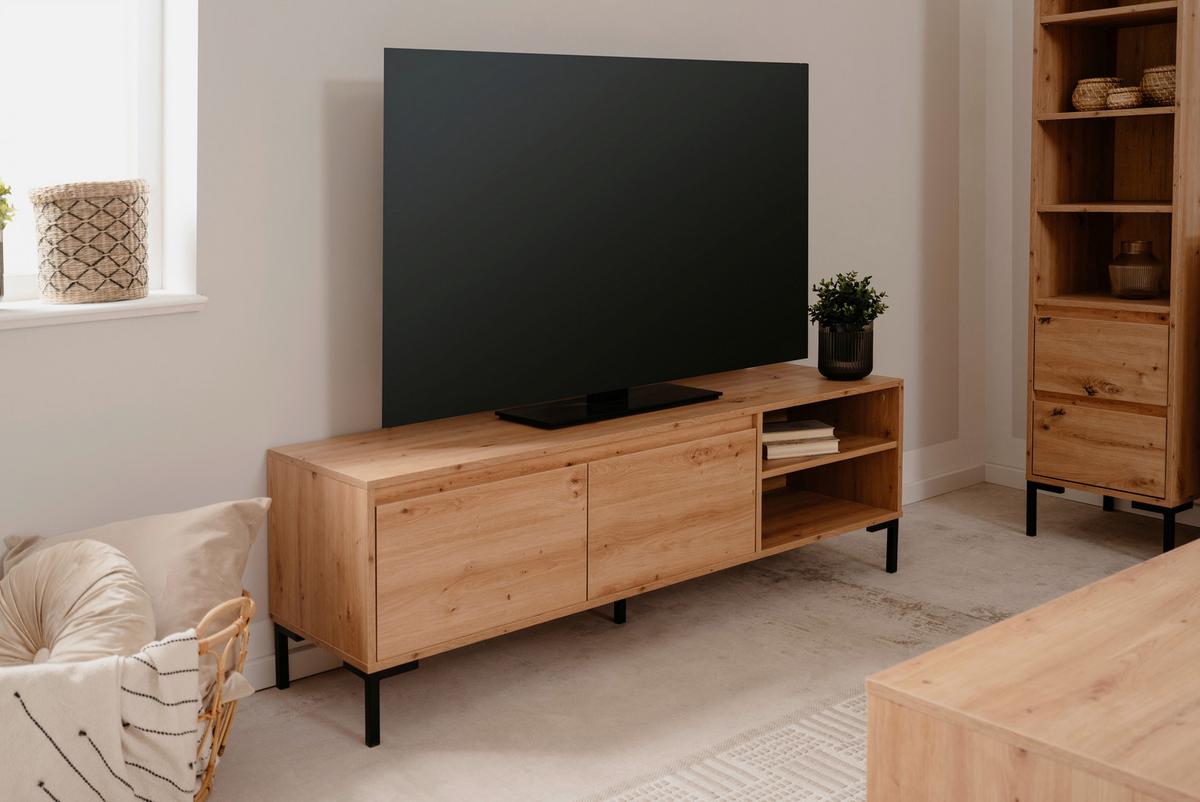 Tv-lowboard Korsika 150 Cm Eiche Artisan Dekor - Anthrazit/Eiche Artisan, Design, Holzwerkstoff (150/49/40cm) - MID.YOU