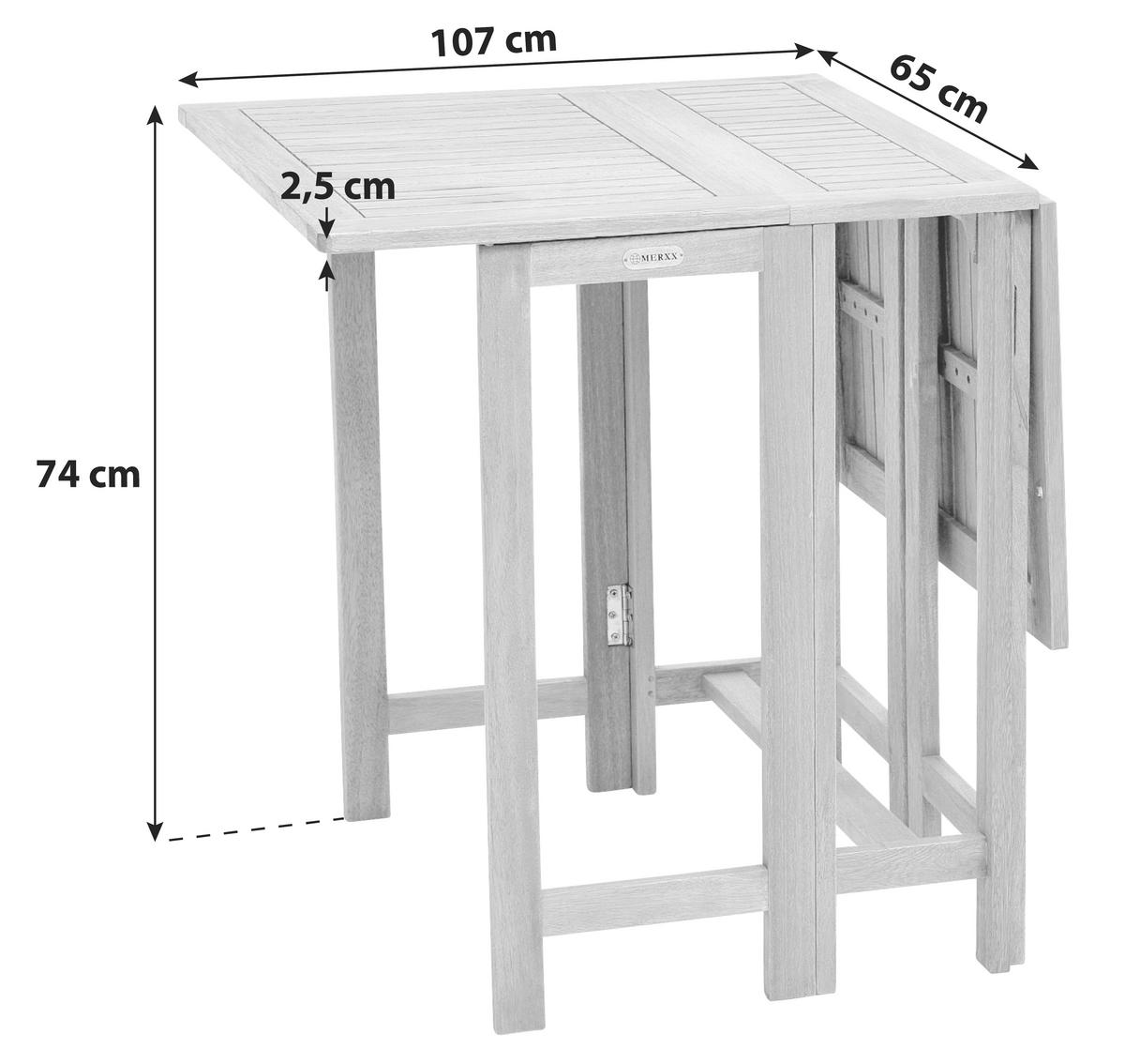 Gartentisch Klappbar Echtholz L: 107 cm - Naturfarben, KONVENTIONELL, Holz (190,5/65/74cm) - Gardenson