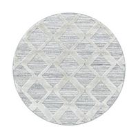 Webteppich Grau Pisa Rund Ø 120 cm - Grau, KONVENTIONELL, Textil (120cm)