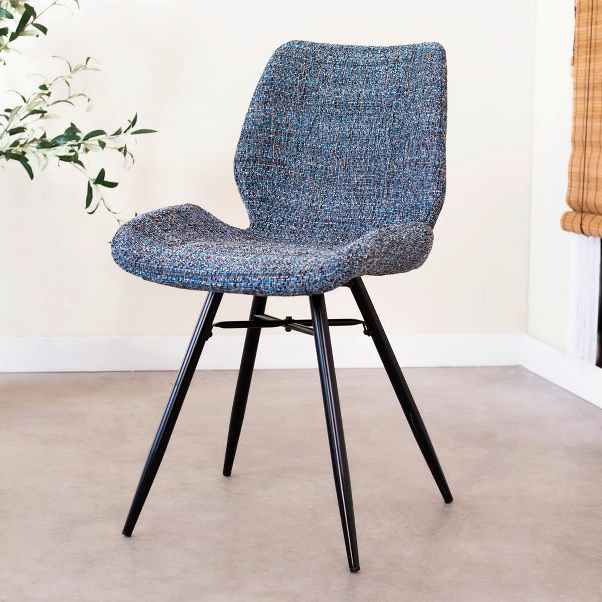 Stuhl-Set Barron - Blau/Schwarz, Design, Textil (47/82/55cm) - MID.YOU