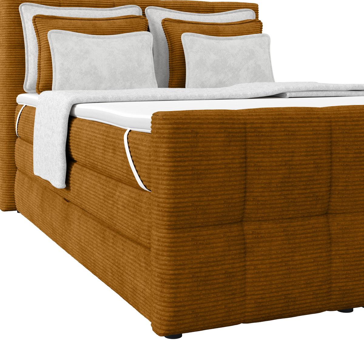 Boxspringbett Mit Topper & Bettkasten 140x200 Medino - Senfgelb, KONVENTIONELL, Holz/Holzwerkstoff (140/200cm)