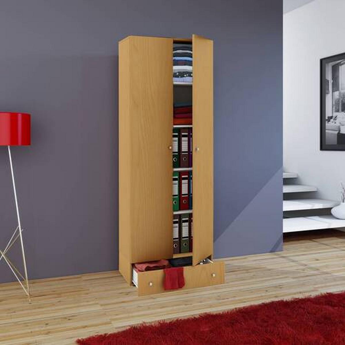 Viacúčelová skriňa VANDOL farby buka - farba buka/čierna, Modern, kompozitné drevo/plast (70/198/39cm) - MID.YOU