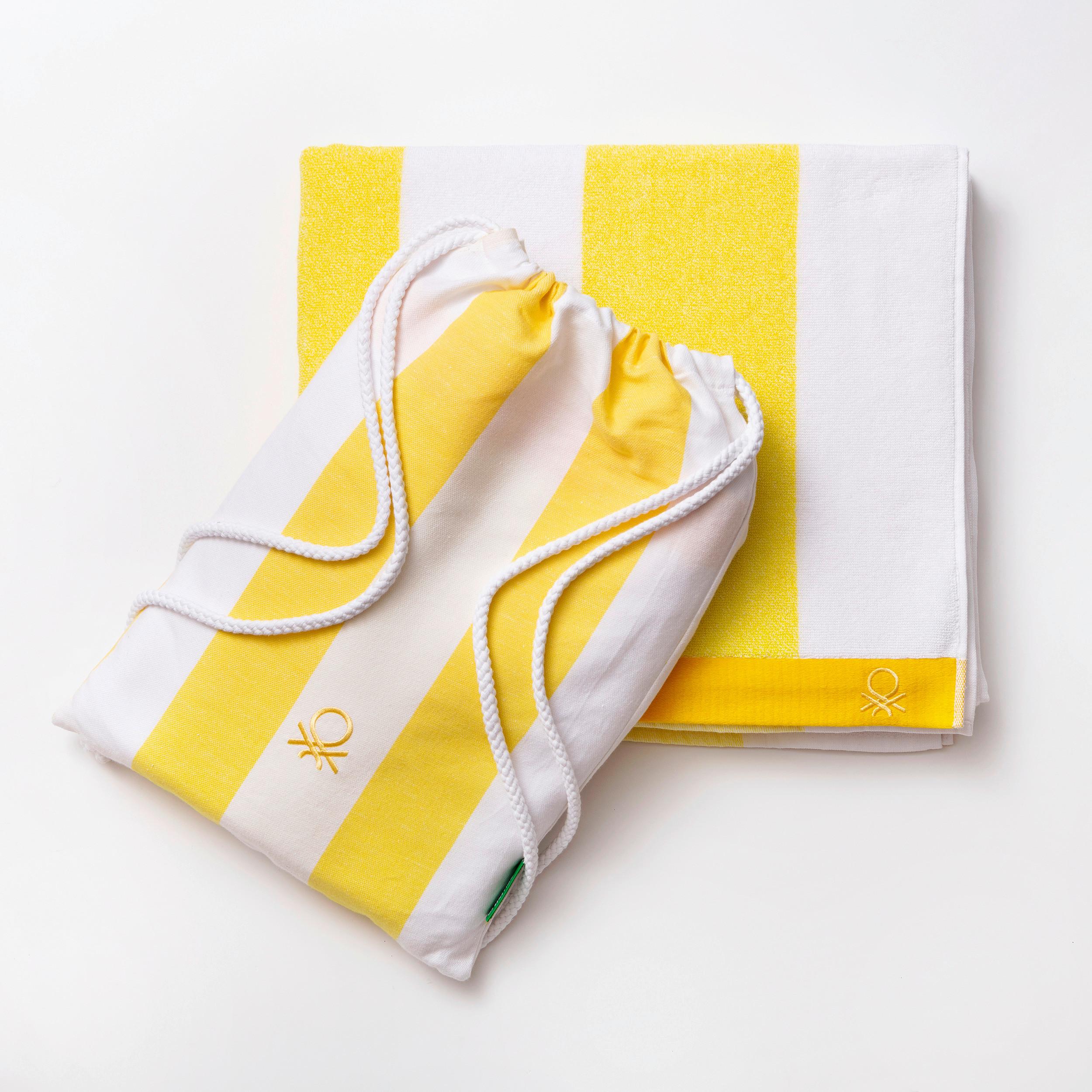 Strandtuch Baumwolle Gelb/Weiß 90x160 cm - Gelb/Weiß, Basics, Textil (90/160cm) - Benetton