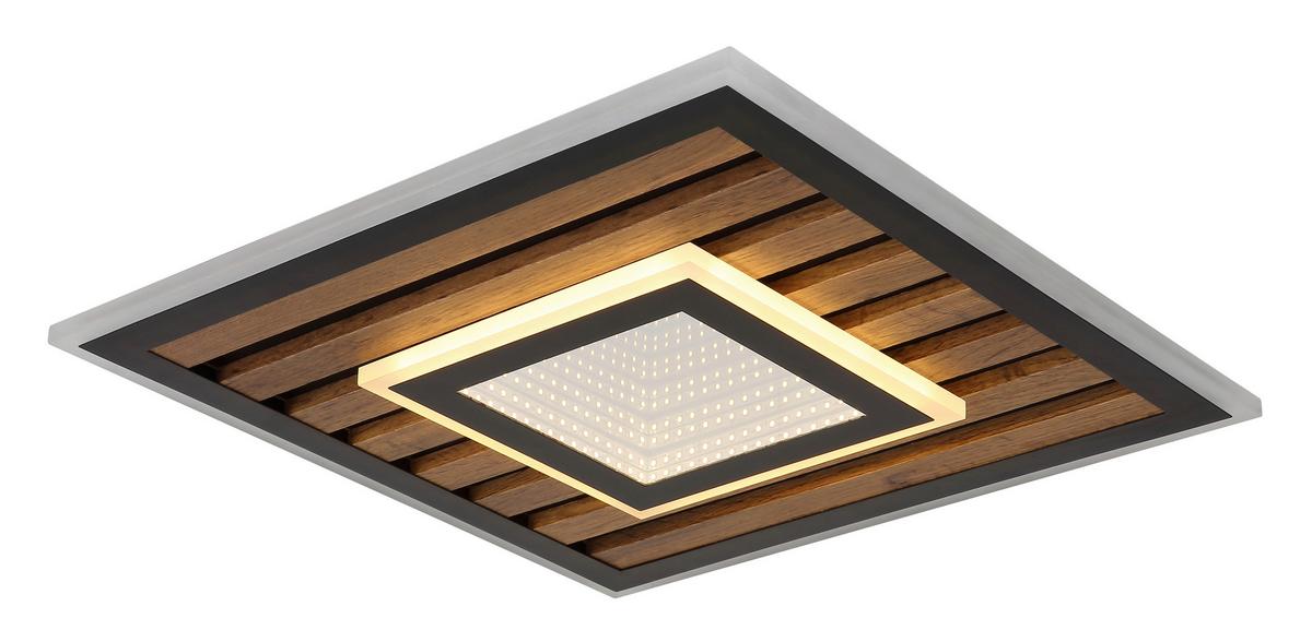 LED-Deckenleuchte Woody Schwarz Weiß Dunkelbraun - Dunkelbraun/Schwarz, Natur, Holzwerkstoff/Kunststoff (40/40/6cm) - Globo